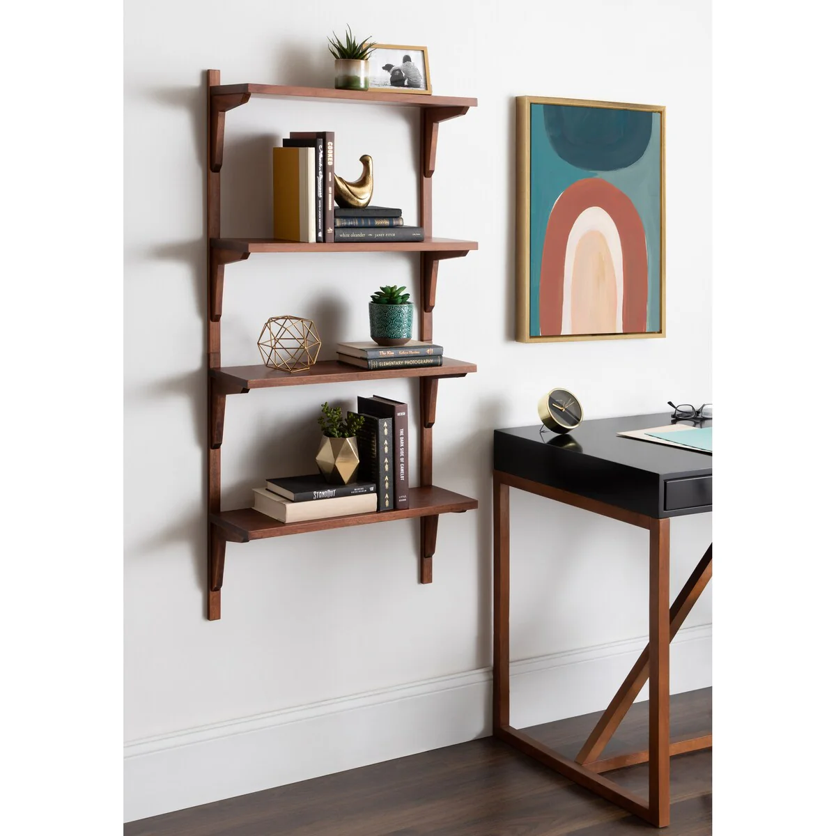 Mid-Century Wall Shelves, 24x8x24 Inch Decorative Wall Mounted Storage and Display Shelving for Home Decor - Image 4