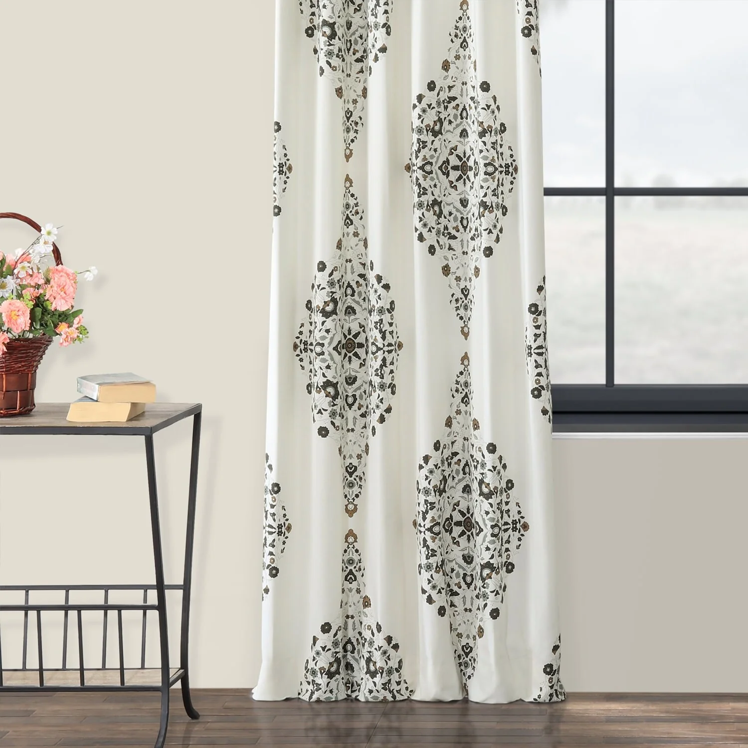 Medallion Damask Printed Cotton Room Darkening Curtain Panel, 1 Piece - Image 20