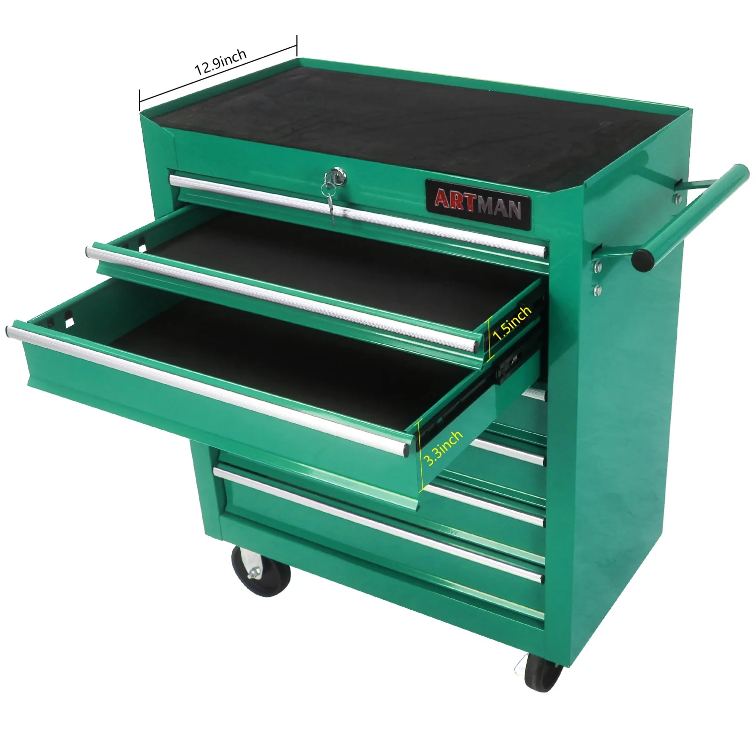 7-Drawer Metal Rolling Tool Chest with Wheels, Tool Storage Cabinet with Locking System, Toolbox with Wheels for Garage, Warehouse, Workshop, Repair Shop, Red - Image 12