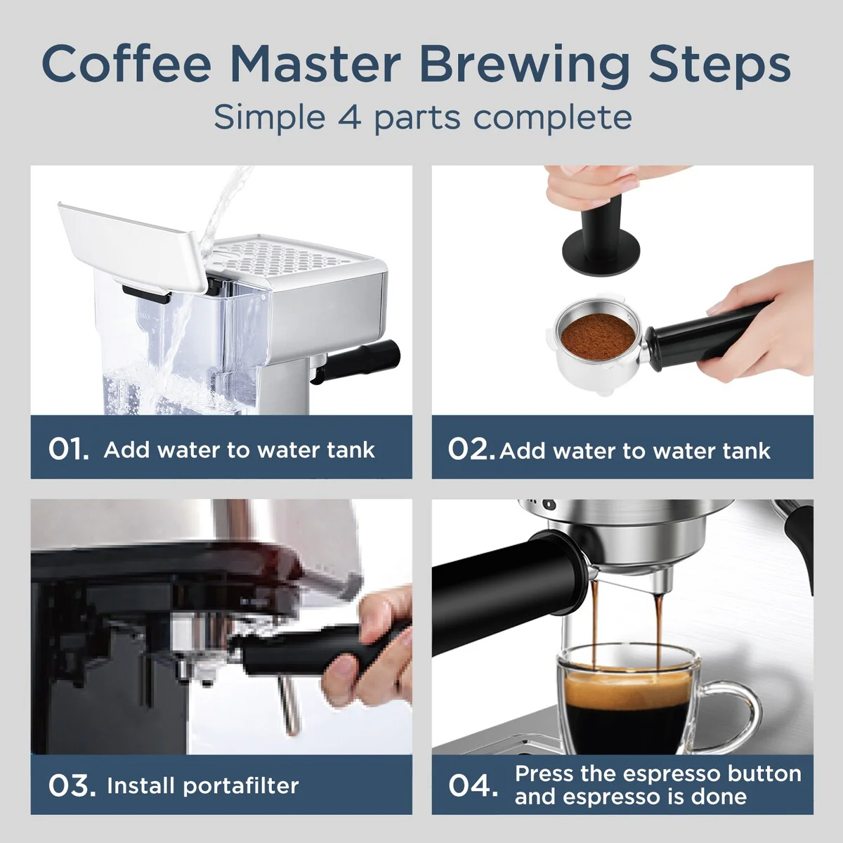 20-Cup Stainless Steel Semi-Automatic Espresso Machine with 0.5-Gallon Water Tank - Image 4