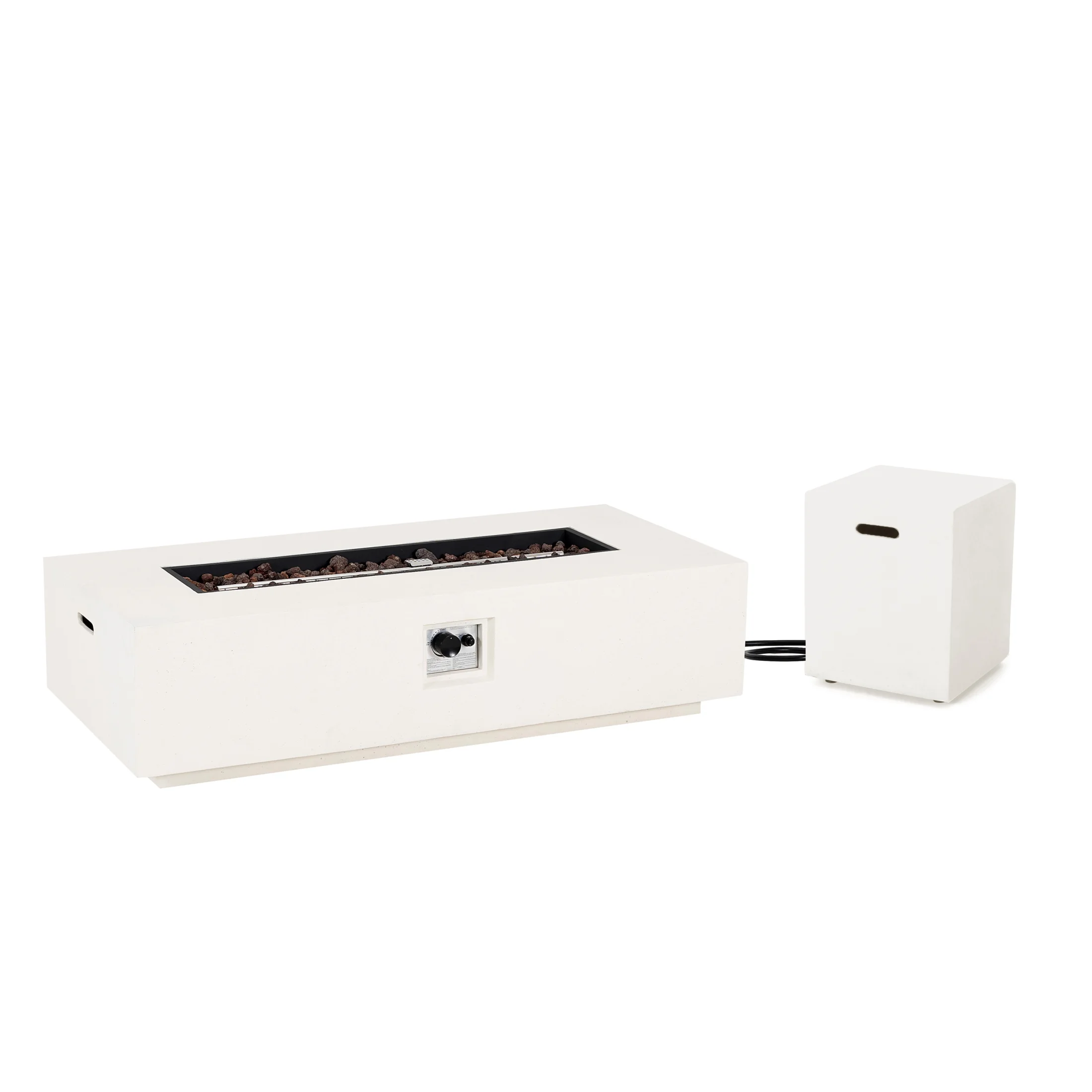 Christopher Knight Home Modern Outdoor 56" Rectangular Propane Fire Pit, 50,000 BTU, White MGO, (No Tank Cover) - Image 2