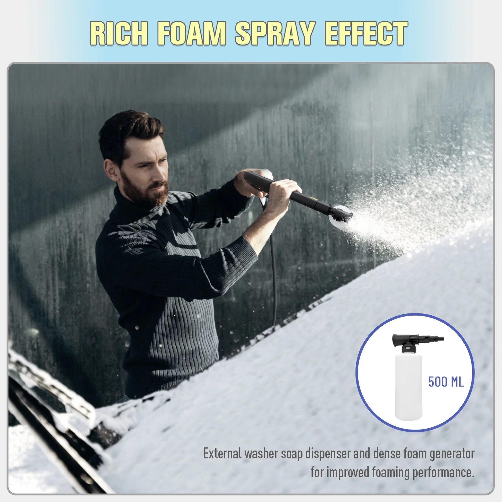 Electric Pressure Washer 4800PSIMax 2.9GPM Pressure Washer with 25 Ft Hose, 16.4 Ft Power Cord, Soap Tank Car Wash Machine Blue Ideal Cleaning for pool, Car, Patio - Image 4
