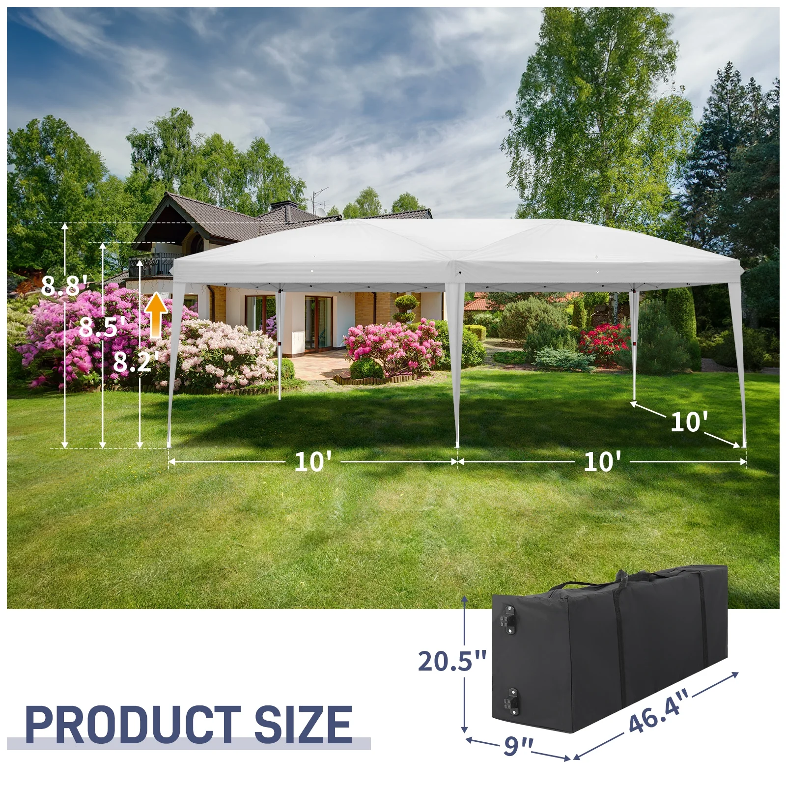 UBesGoo Ez Pop Up Patio Canopy Tent Gazebo Outdoor Party with 6 Sidewalls 10 x 20 ft Blue - Image 42