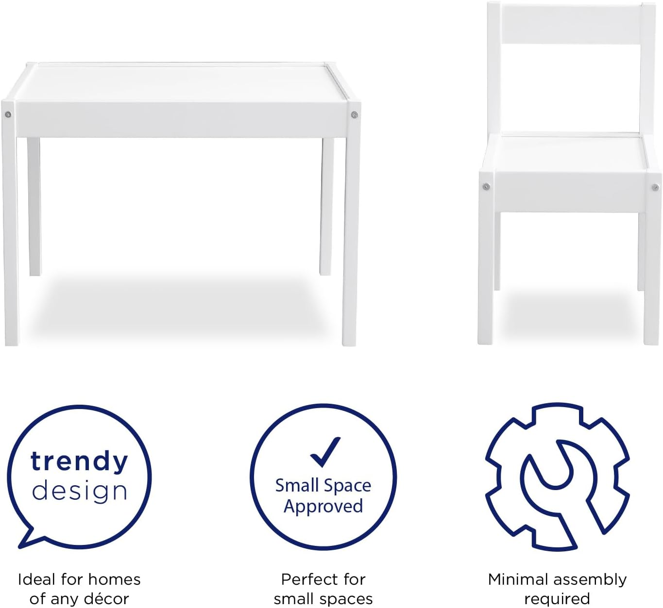 Hunter 3 Piece Kiddy Table and Chair Set, White - Image 8