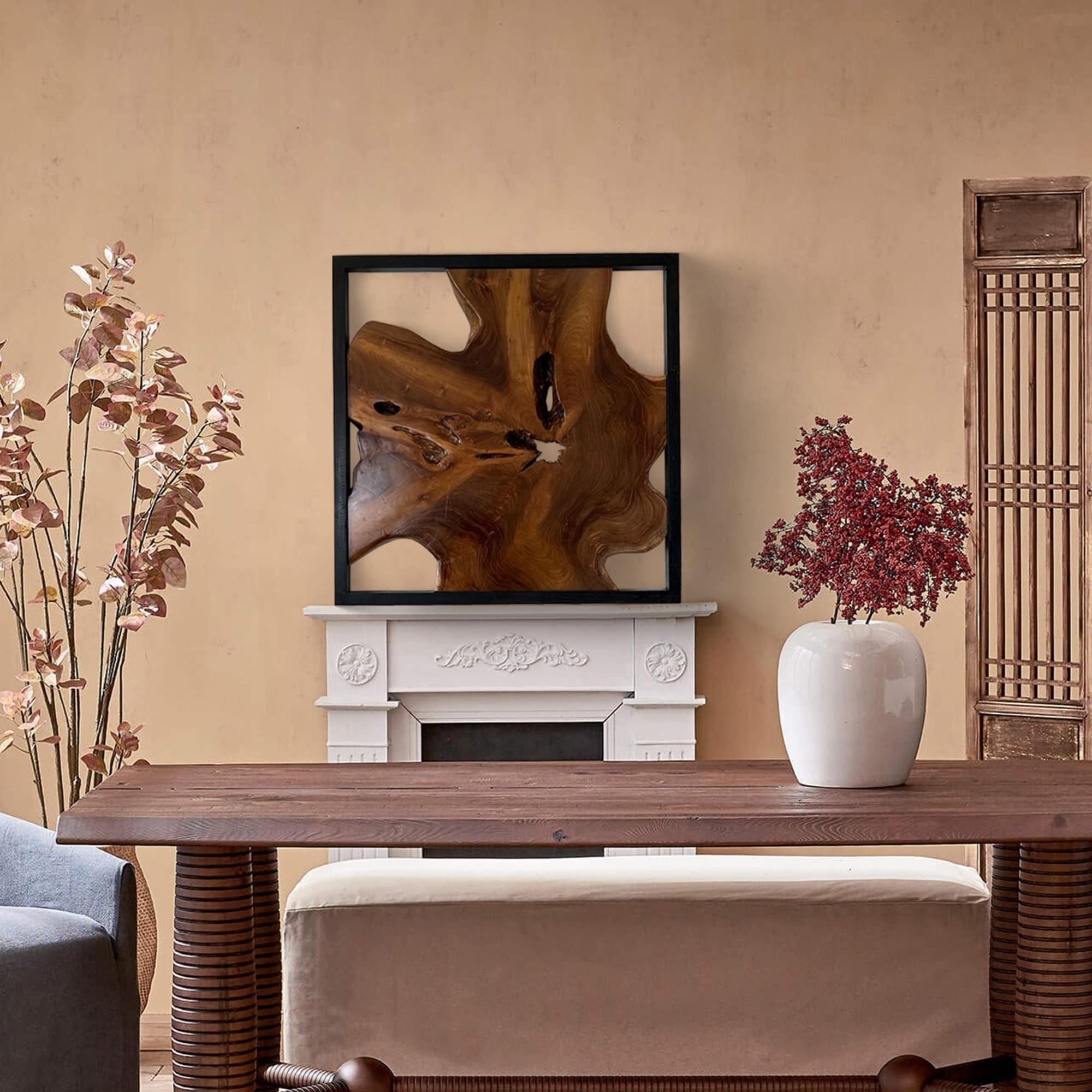 Abstract Live Edge Teak Wood Wall Sculpture, Natural Wooden Wall Art Decor for Living Room and Home Decoration - Image 5