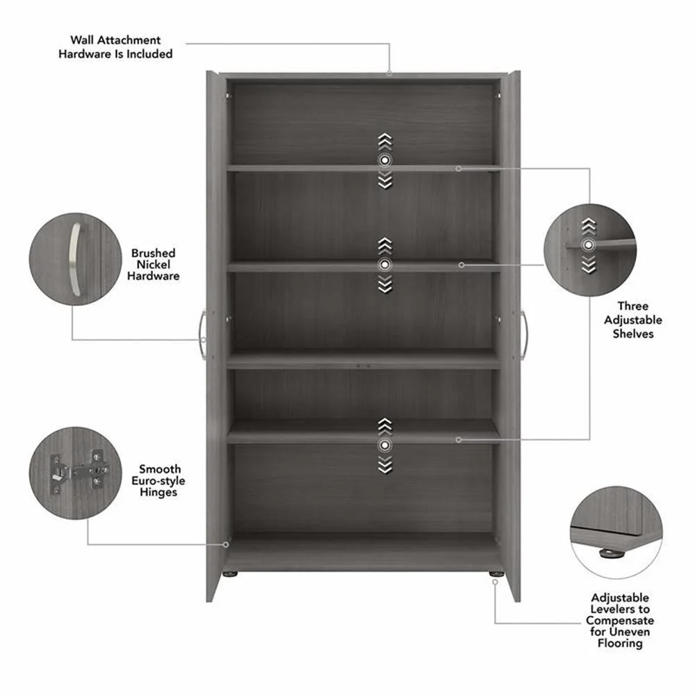 Pemberly Row Tall Garage Storage Cabinet in Platinum Gray - Engineered Wood - Image 7