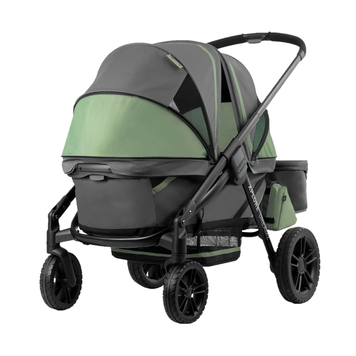 2-in-1 All-Terrain Baby Stroller Wagon with Canopy and Storage - Gray - Image 7