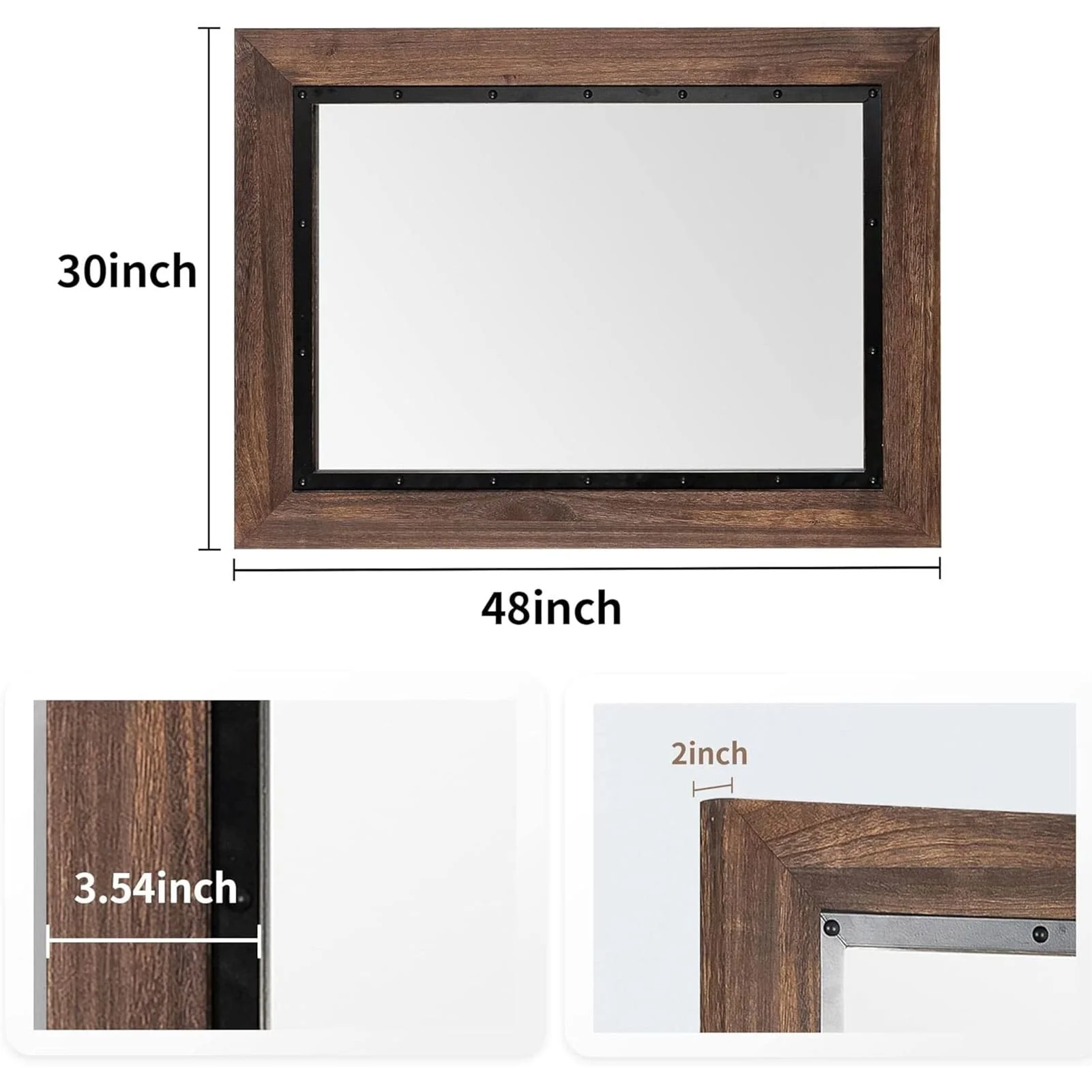 Rustic Wood and Iron Framed Bathroom Vanity Mirror, Wall Mounted Farmhouse Mirror for Bathroom and Bedroom - Image 8