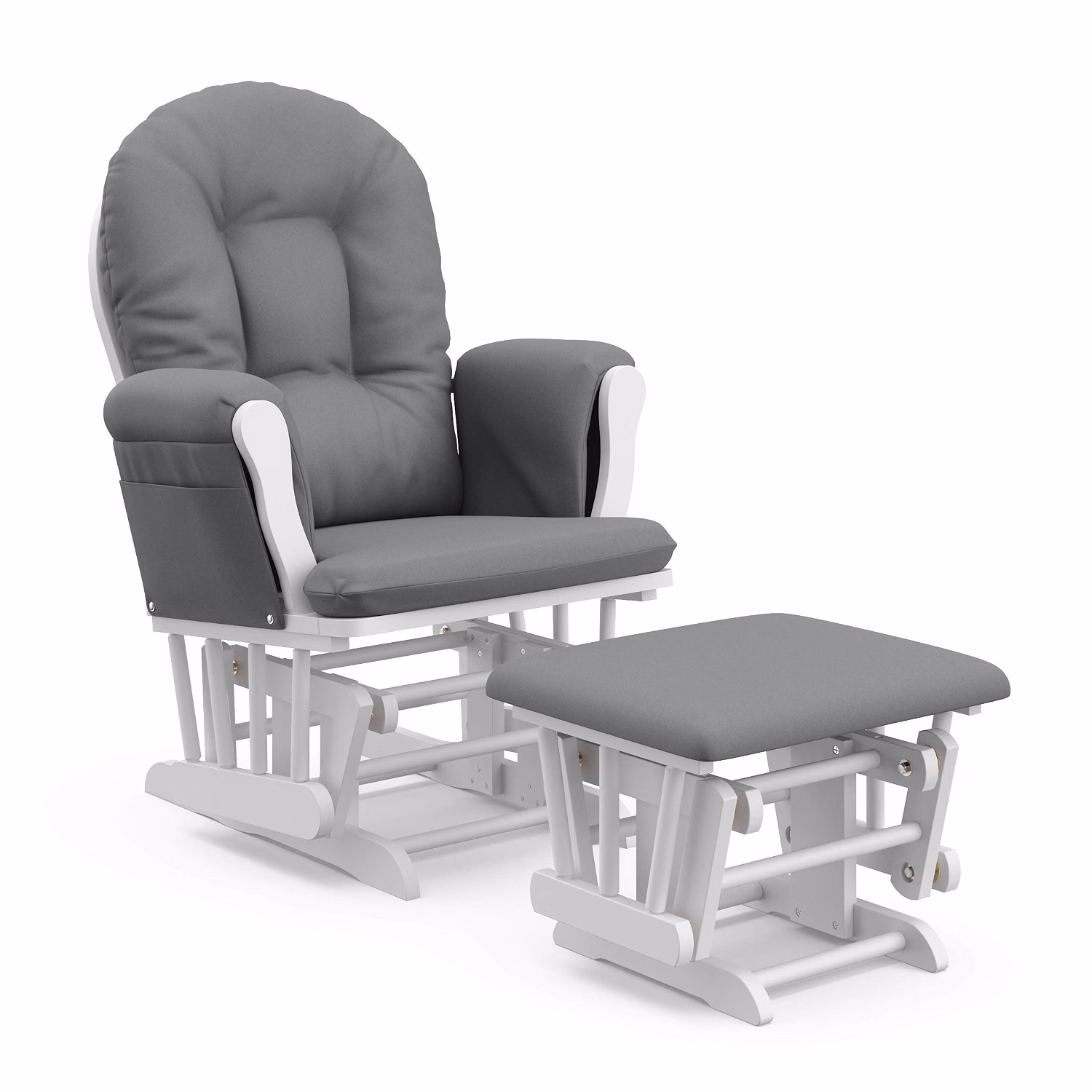 Premium Hoop Glider & Ottoman, Espresso/Gray - Image 11