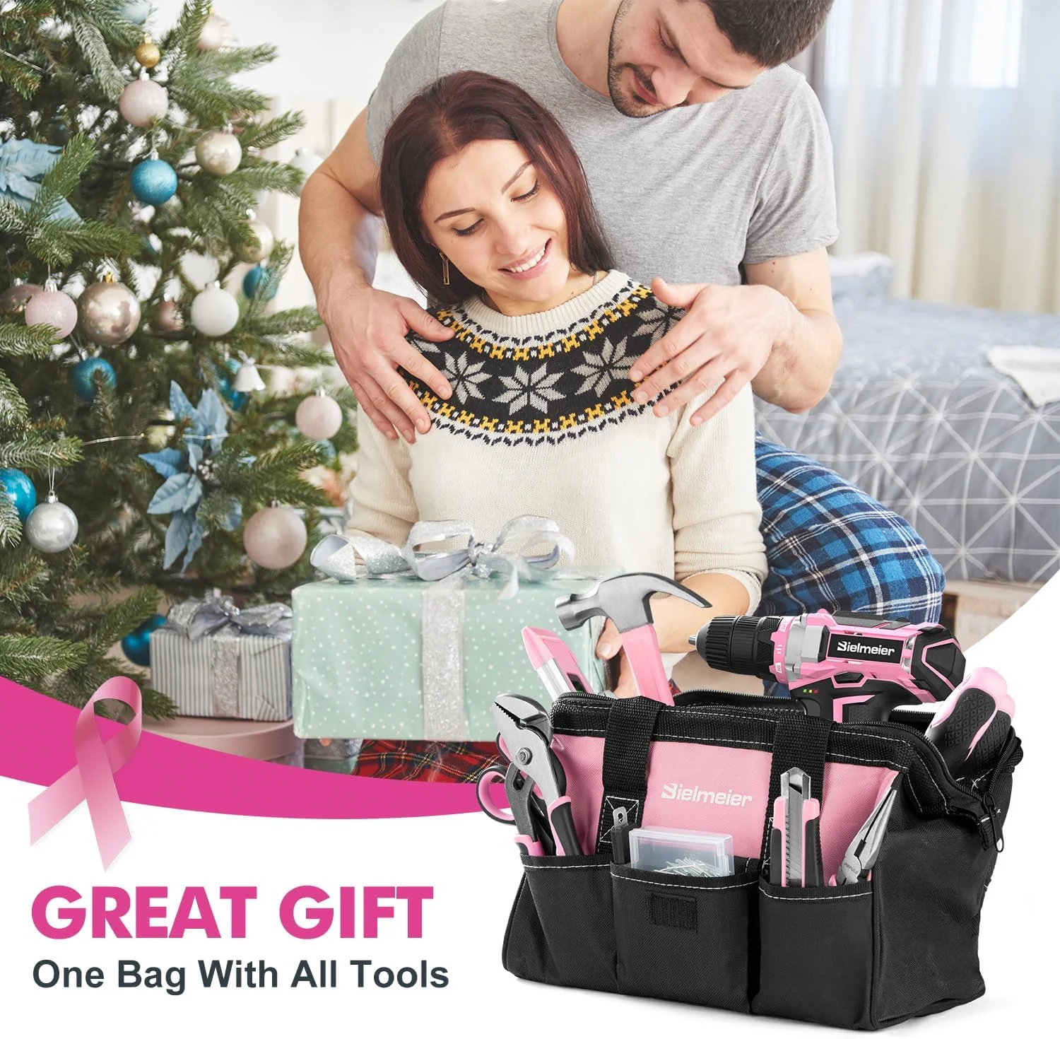 20V 236Pcs Cordless Pink Drill Set - Essential Women's Pink Tool Set, Lady's Basic Home Tool Kit with Pink Tool Bag - All in One Pink Tool Kit Ideal for DIY, Home Improvement - Image 6