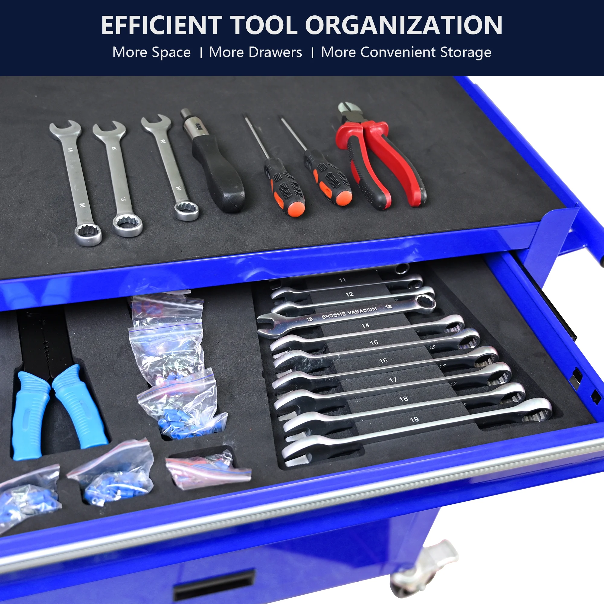 4 Drawers Multifunctional Tool Cart with Wheel Steel Tool Chest Storage Cabinet - Image 6