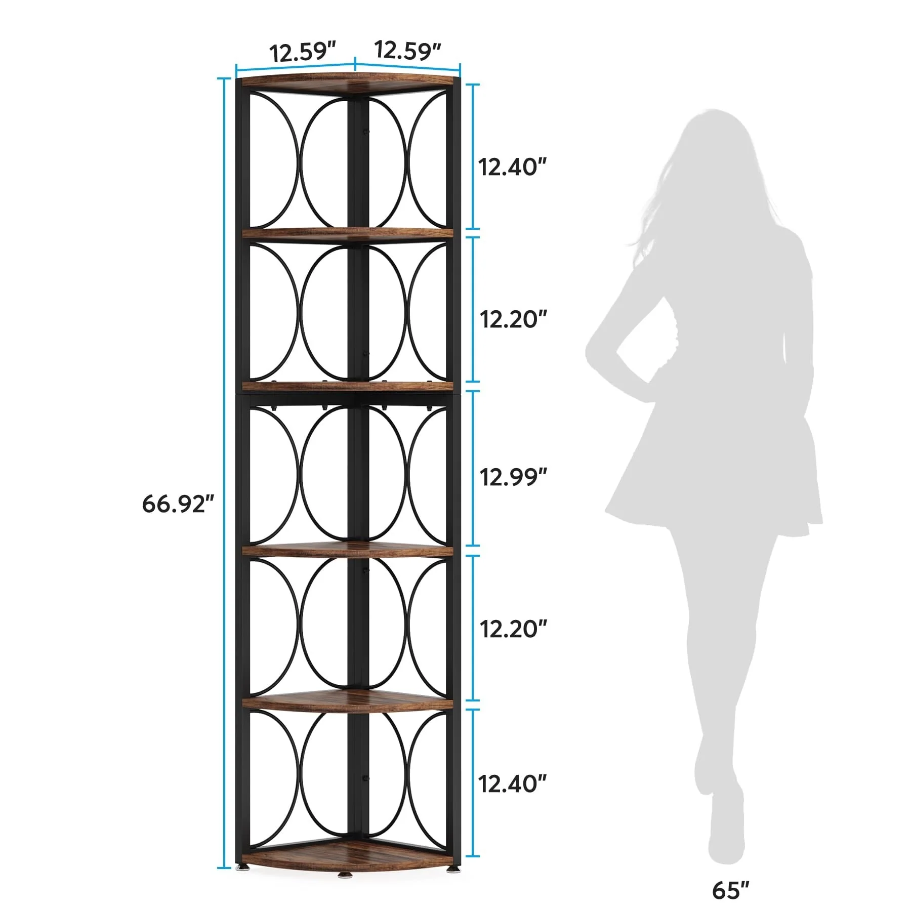 67 Inch Tall Corner Shelf, Freestanding Corner Bookshelf and Storage Shelving Unit - Image 13