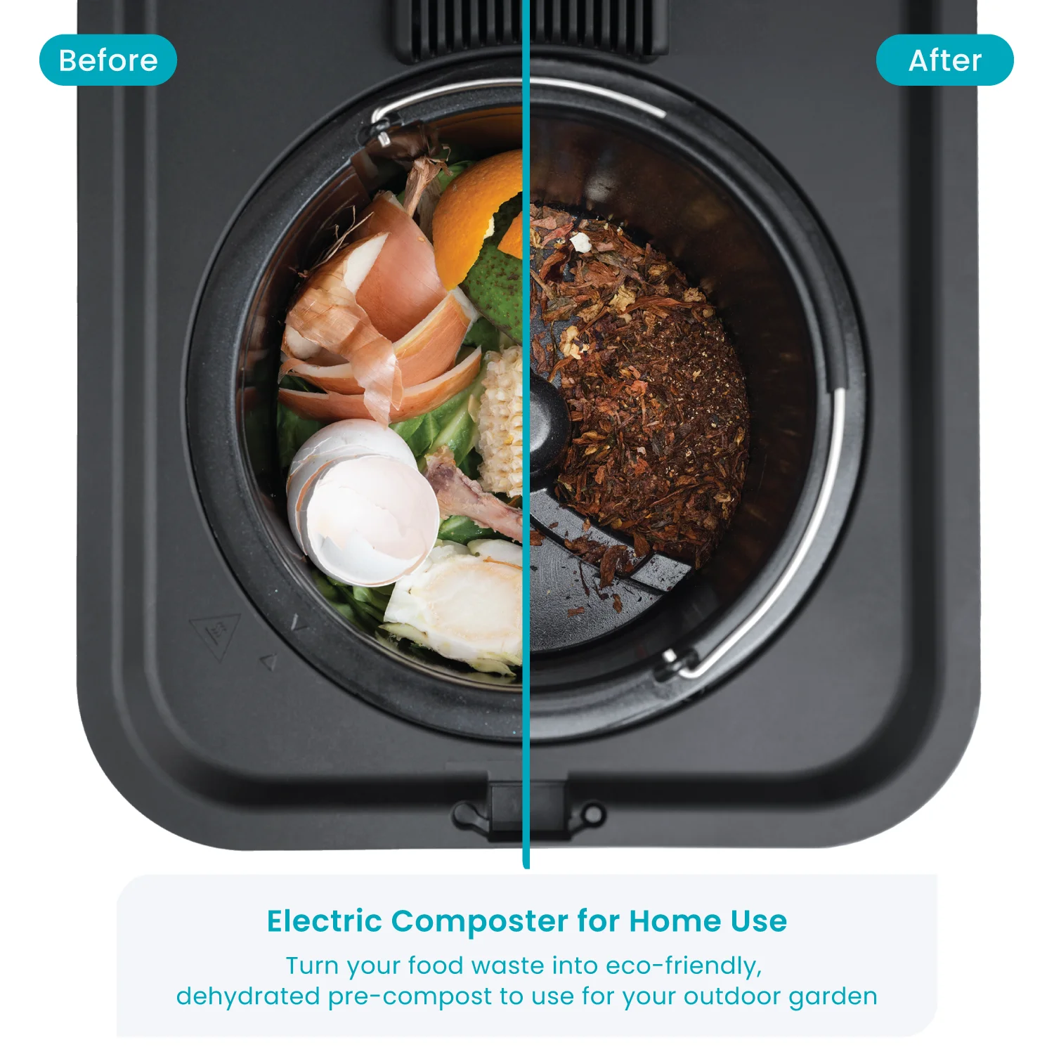Home Zone Living 3 Liter White Kitchen Electric Composter Bin, with Auto- Cleaning Cycle - Image 4