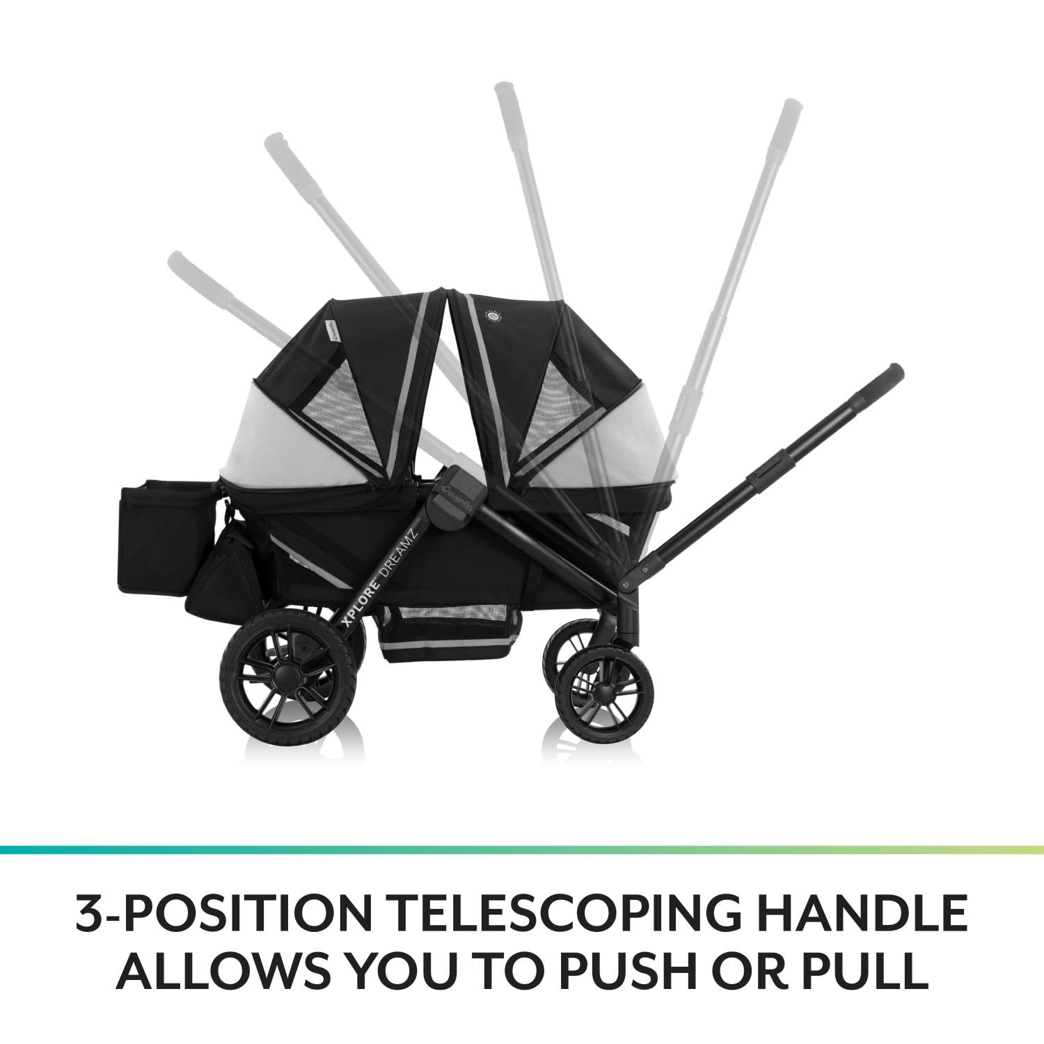 2-in-1 All-Terrain Baby Stroller Wagon with Canopy and Storage - Gray - Image 43