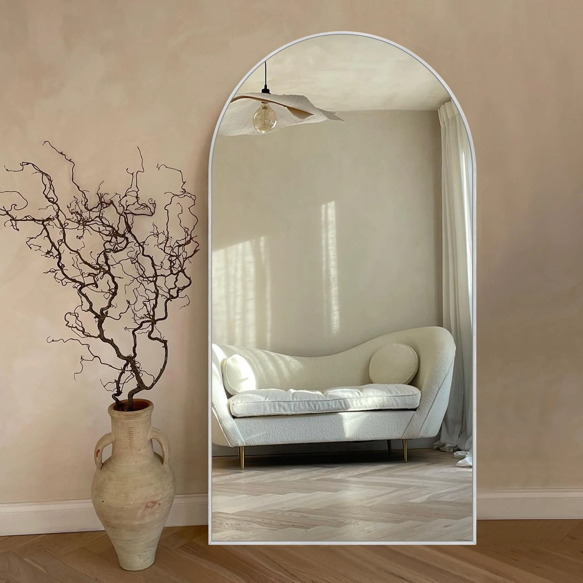 Modern Arched Full Length Floor Mirror, Aluminum Alloy Frame Standing Full Body Mirror - Image 22