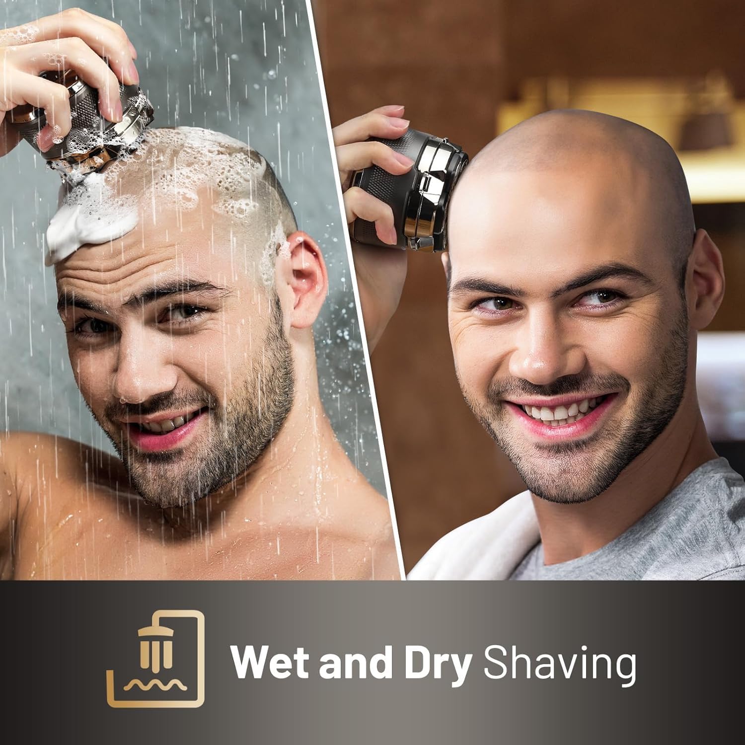 Waterproof Hypoallergenic Head & Face Shaver, Rechargeable Electric Razor for Men’s Scalp and Facial Grooming - Image 6