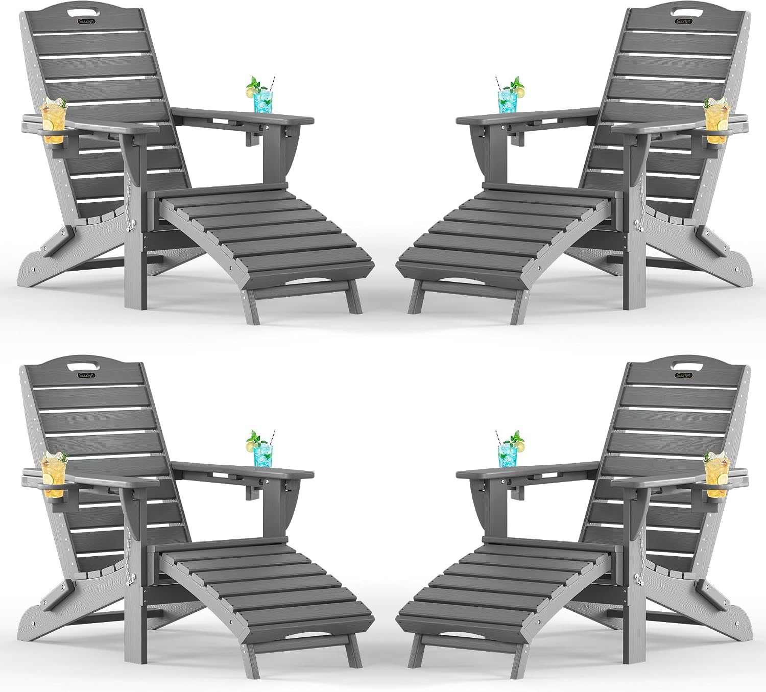 Adjustable Adirondack Chair, Outdoor Fire Pit Chair, Navy Blue - Image 13