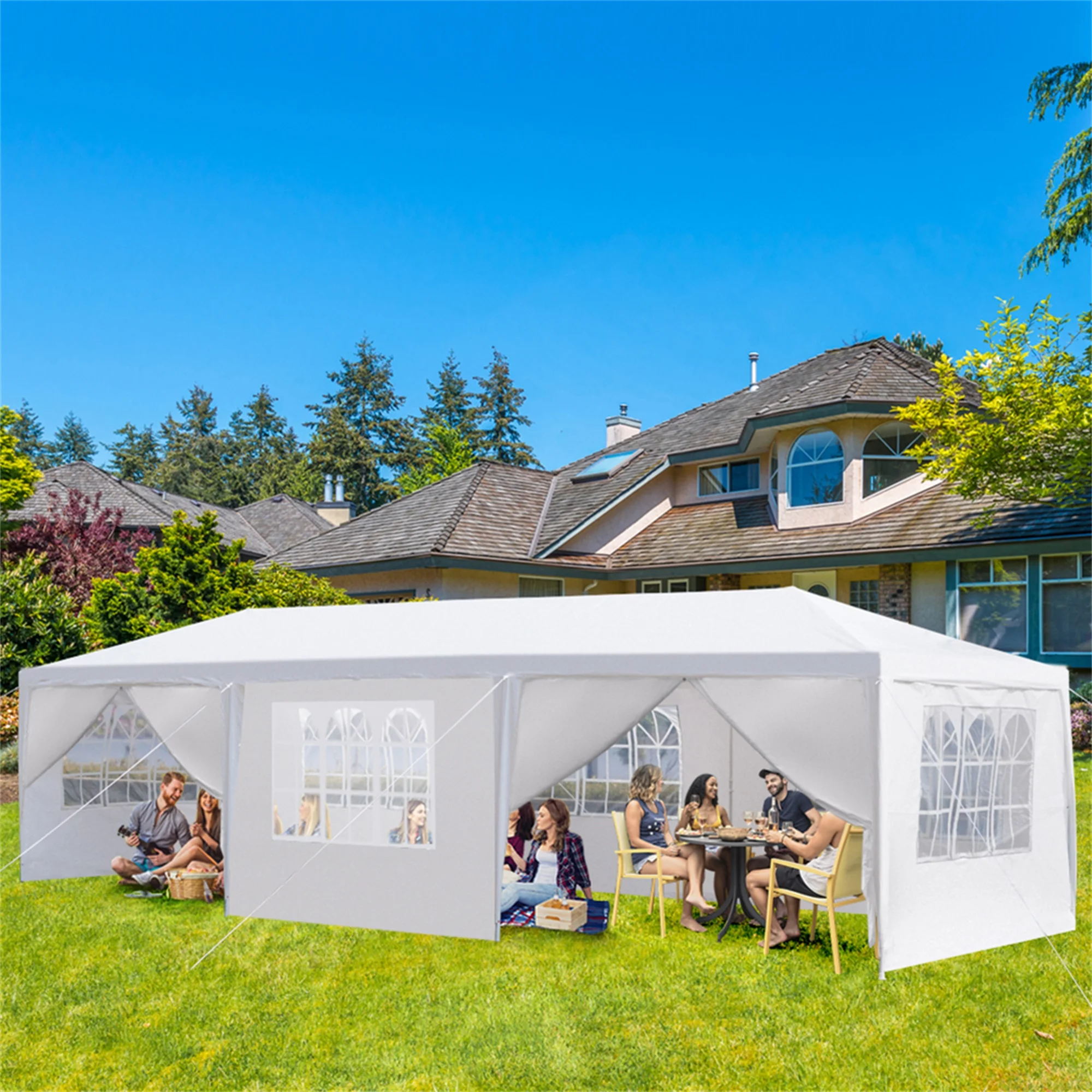 Kadyn 10'x30' Outdoor Party Tent with 8 Removable Sidewalls, Waterproof Canopy Patio Wedding Canopy, White - Image 4