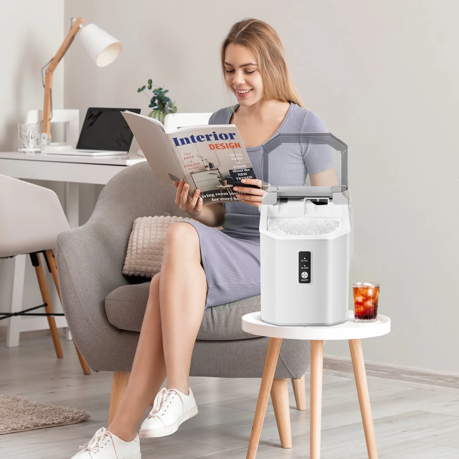 LHRIVER Countertop Nugget Ice Maker, 35Lbs/24H, Soft Chewable Ice, Ice Scoop, Self-Cleaning, White - Image 8