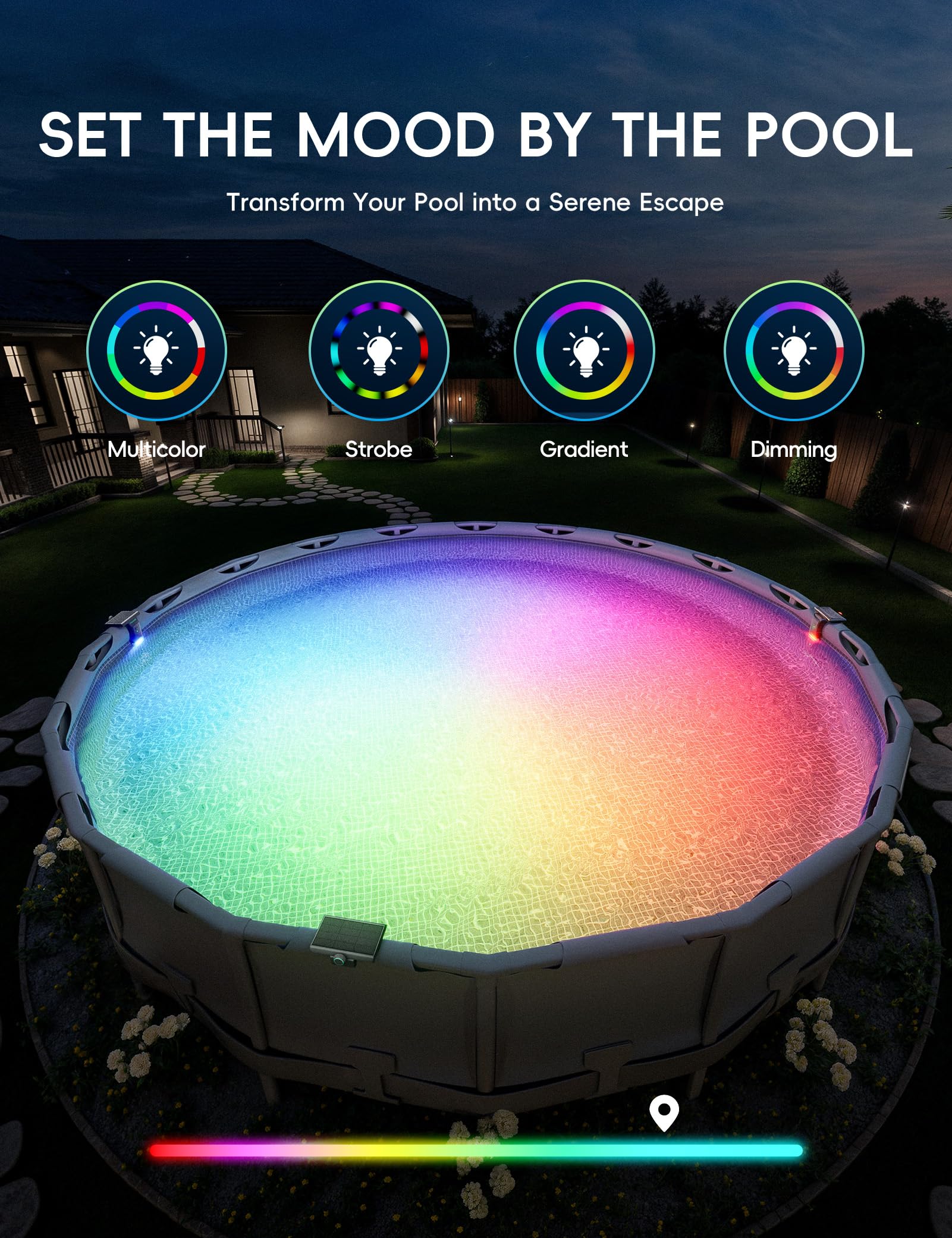 Solar Pool Lights for Steel Wall Above Ground Pools, Solar Powered LED Swimming Pool Lighting - Image 24