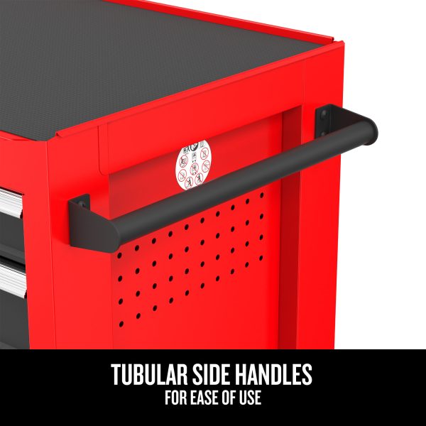26-Inch W x 36.5-Inch H 5-Drawer Steel Rolling Cabinet, Red - Image 4
