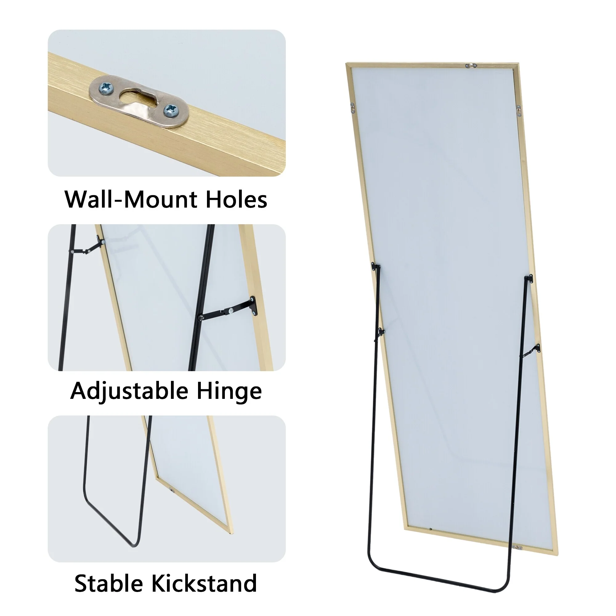 64x21 Full Length Floor Mirror, Large Full Body Aluminum Alloy Frame Standing Mirror with Stand and Wall Mount Option - Image 28