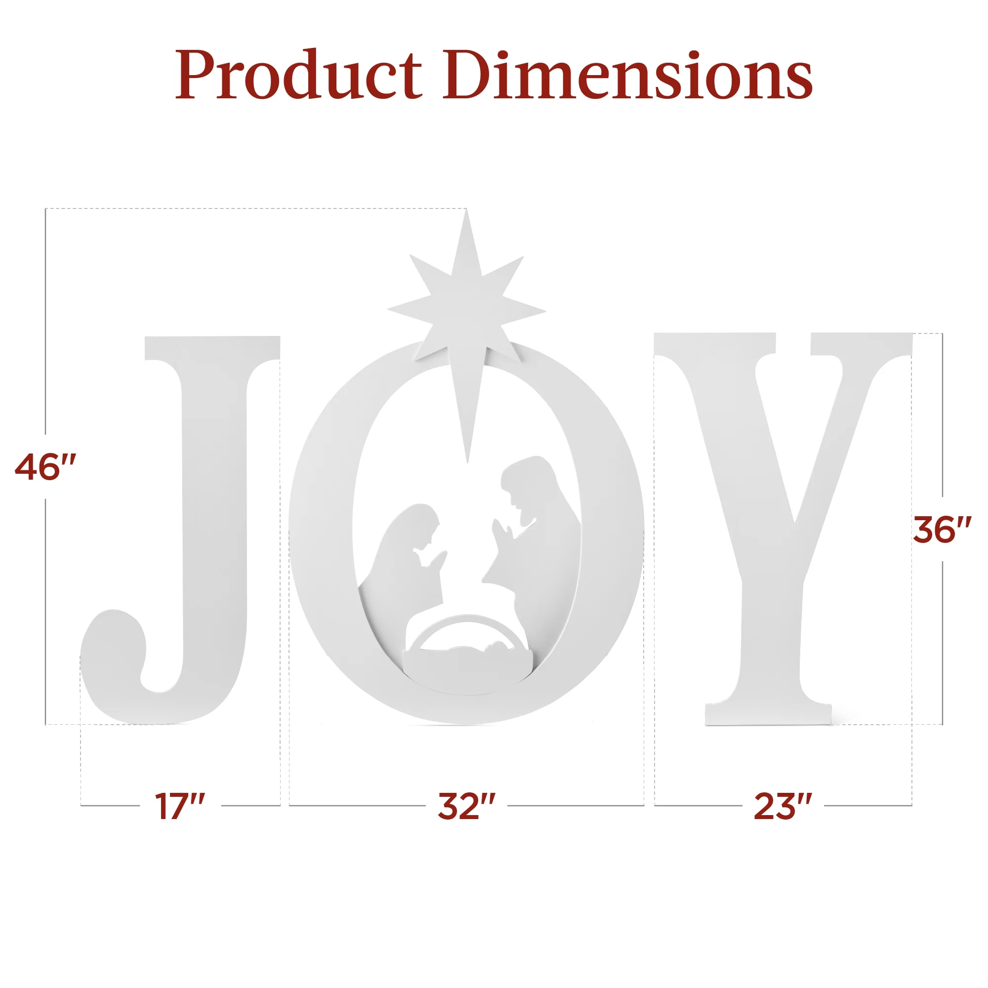 Best Choice Products 46in Outdoor JOY Christmas Nativity Decoration w/ Weather Resistant PVC, Ground Stakes - Red/White - Image 16