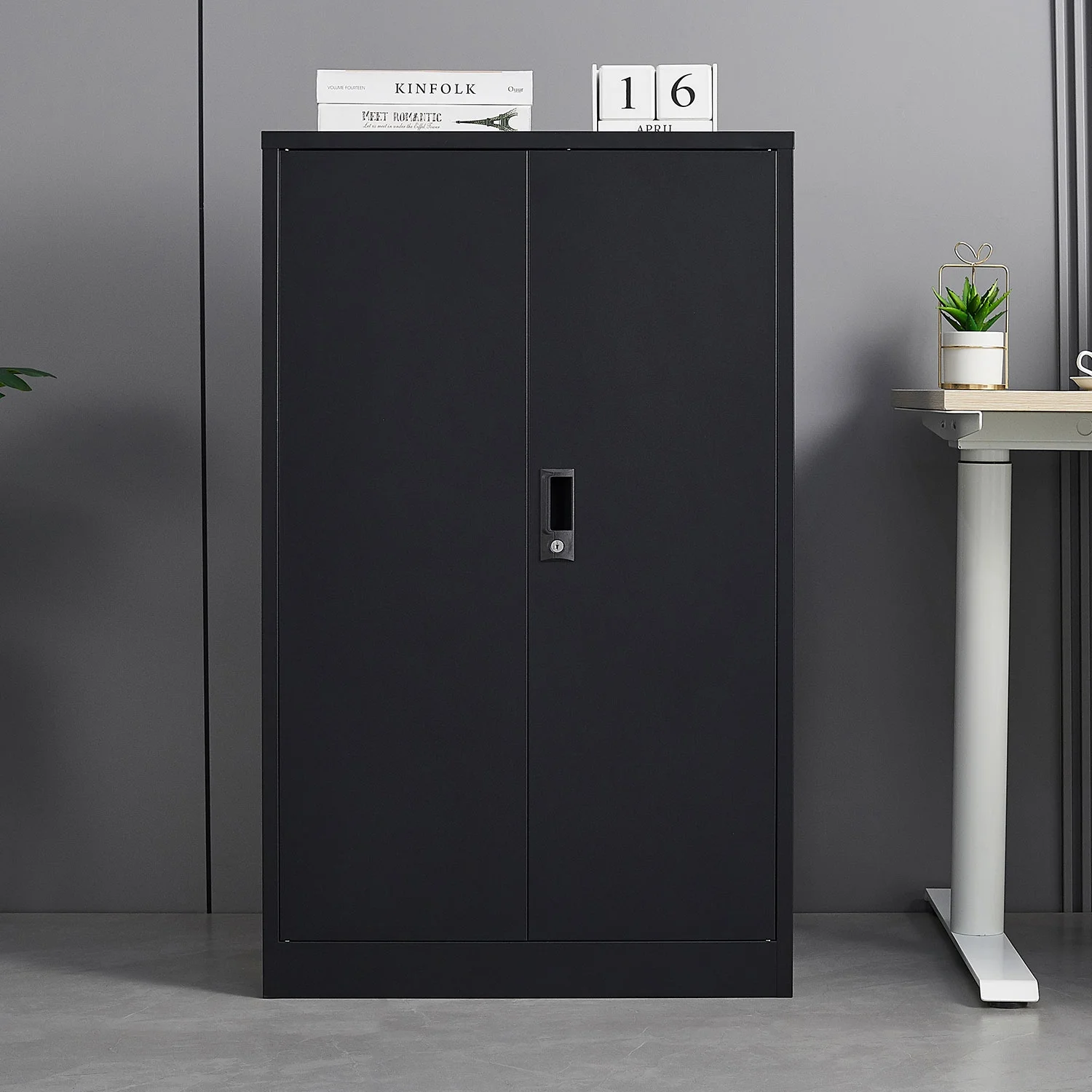 Metal Storage Cabinet with Locking Doors and Adjustable Shelf, Folding Filing Storage Cabinet, Rolling Storage Locker Cabinet for Home Office,School,Garage, White - Image 31