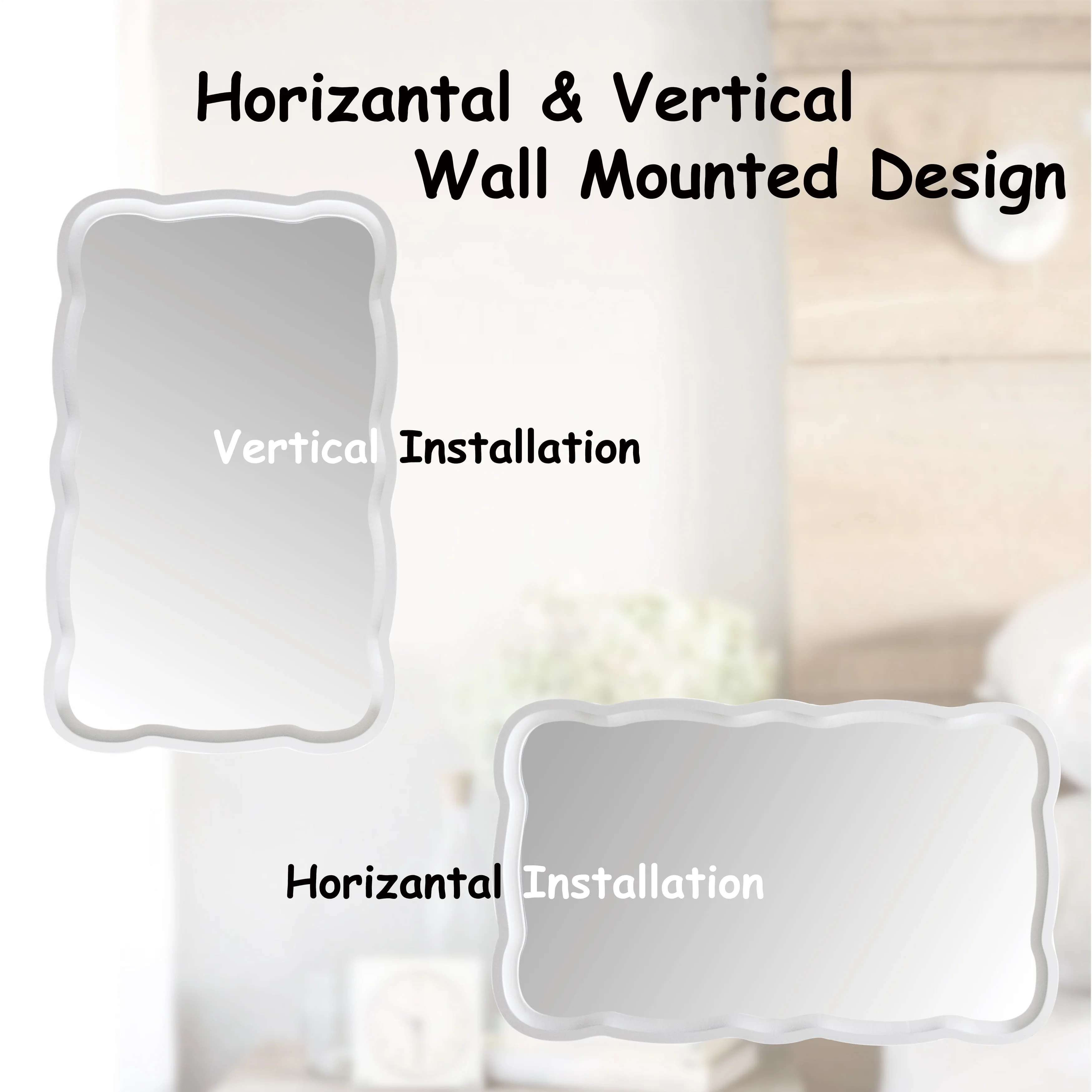 Curved Scallop Wood Frame Accent Mirror, Modern Decorative Wall Mirror for Living Room, Bedroom and Entryway - Image 27
