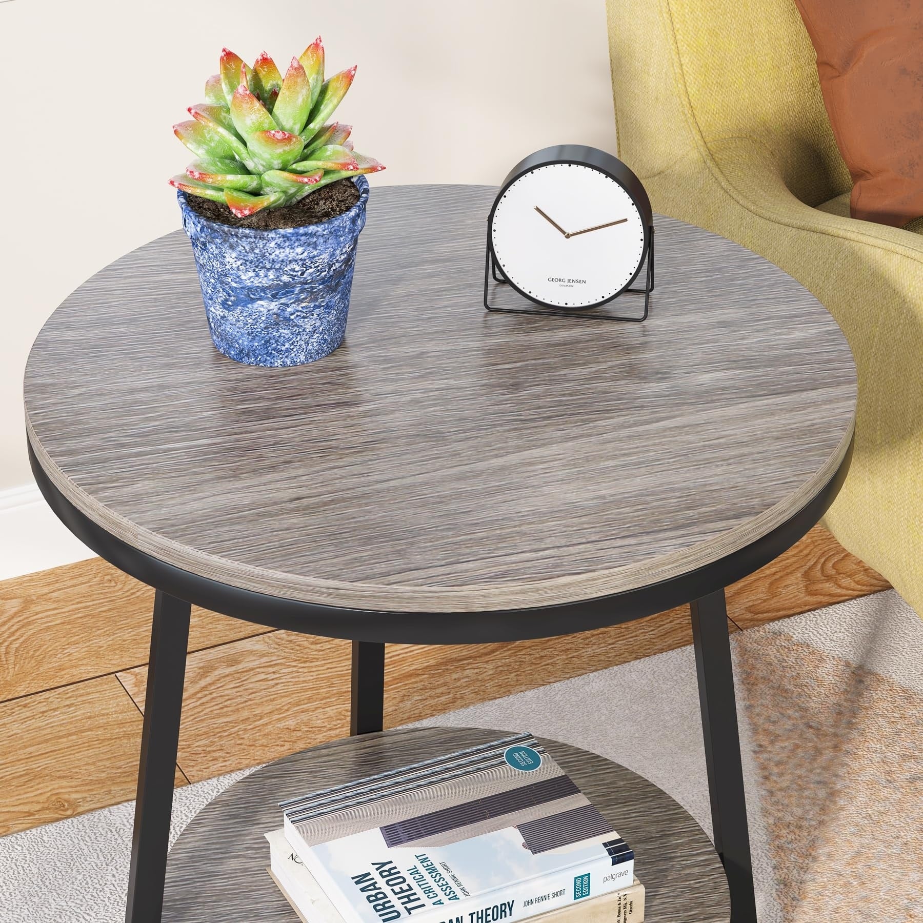 Industrial Round End Table, Small Side Table and Accent Coffee Table for Living Room and Bedroom - Image 13