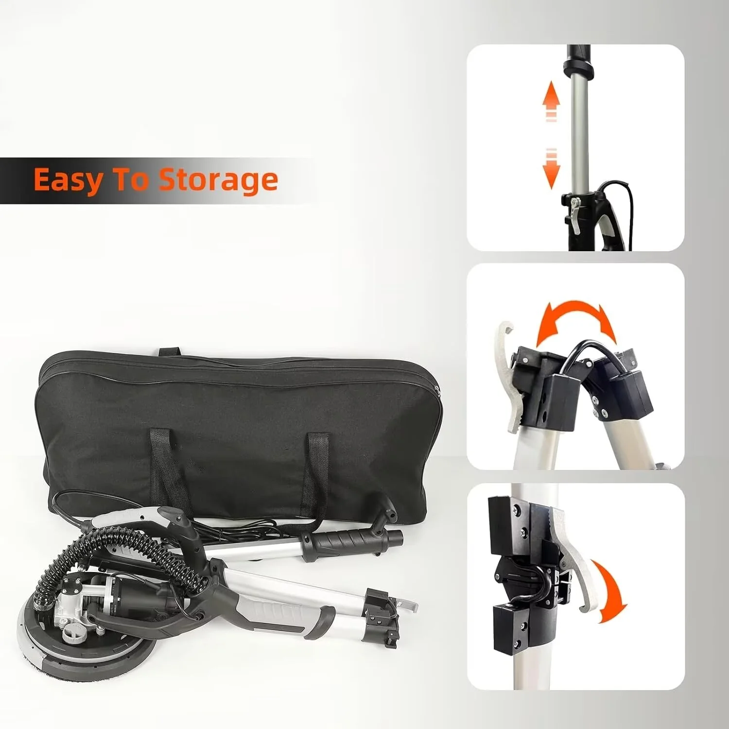 Drywall Sander, 750W 6.5A Electric Ceiling Removal Tool Machine, 7 Variable Speed 900-1800 RPM Sander with LED Light, 14 Pcs Sanding discs - Image 6