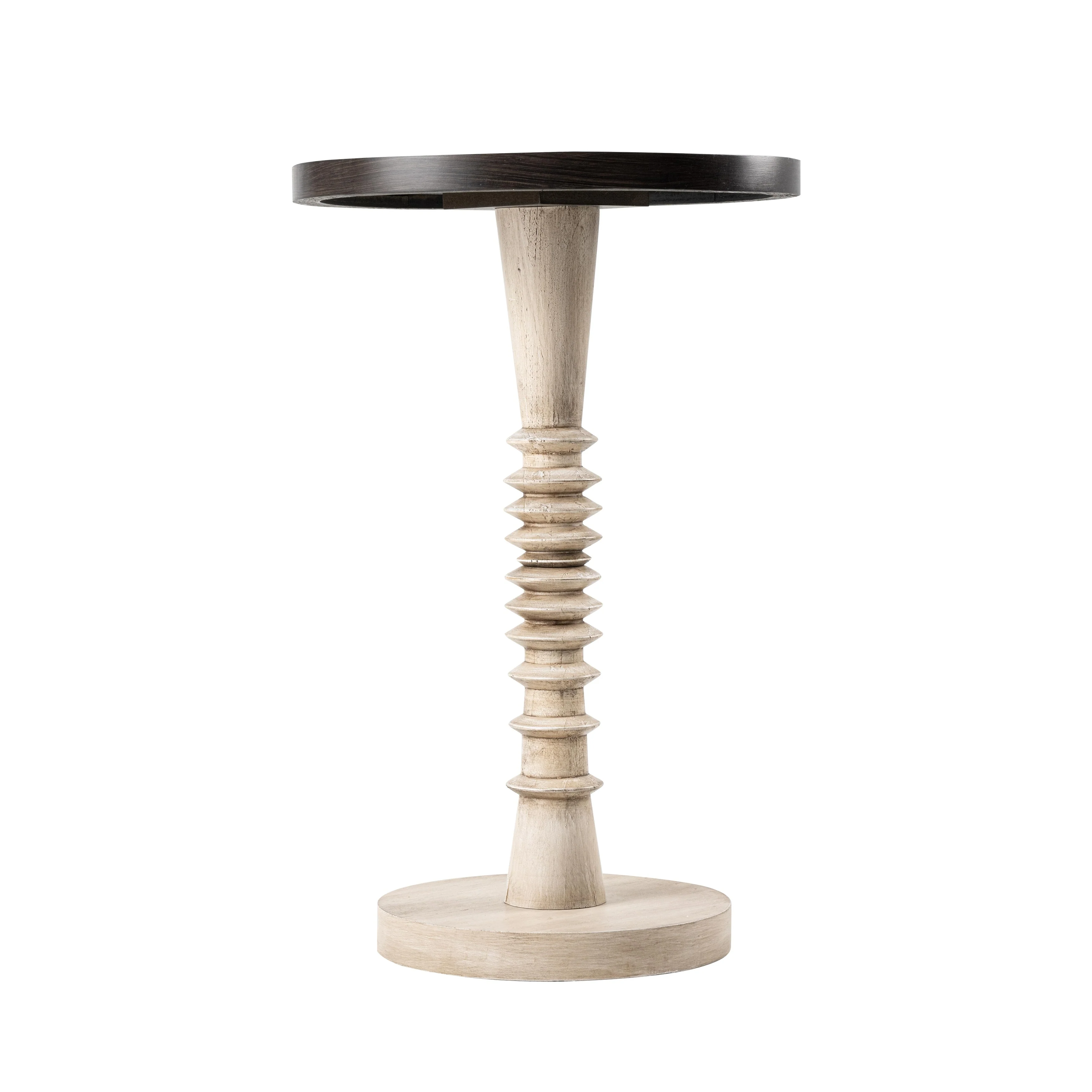 Small Pedestal End Table with Tray Top, Farmhouse Distressed Finish Accent Table - Image 11