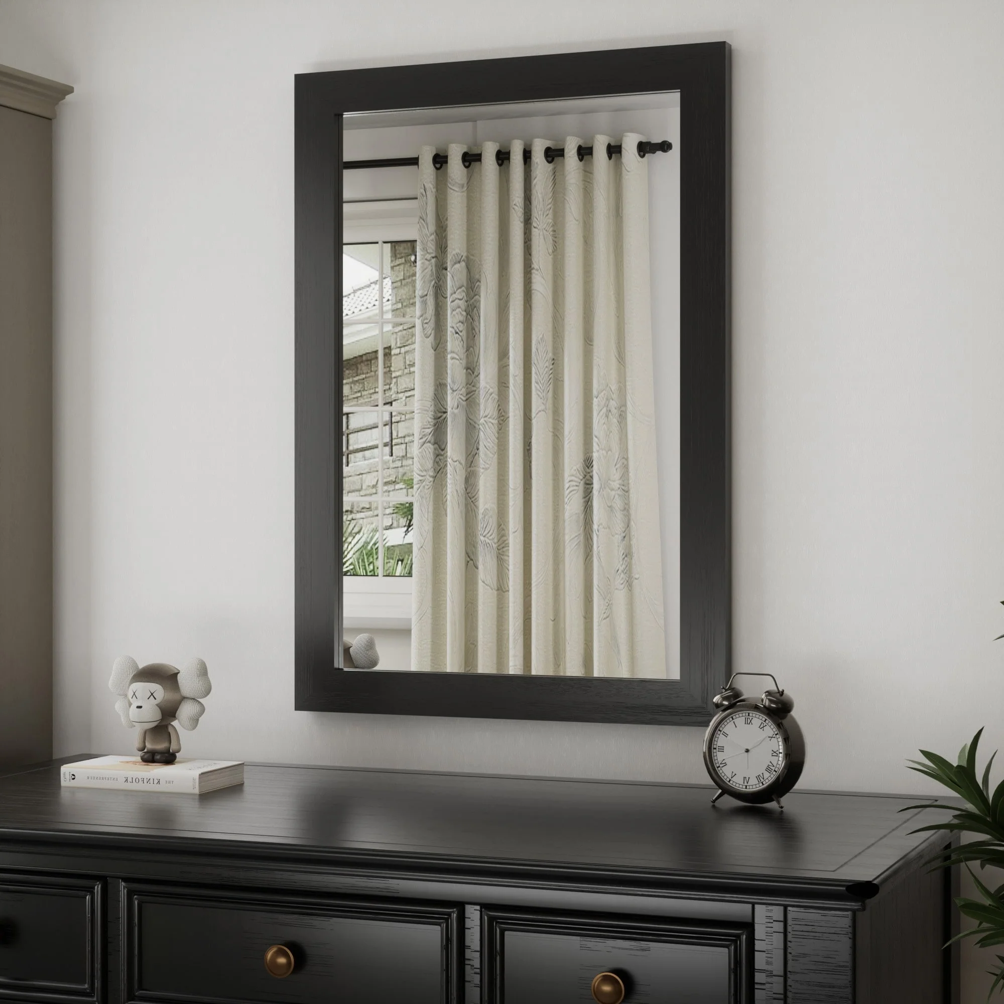 Modern Rectangular Wall Mirror with Wood Frame, Bathroom and Barn Door Mirror, Multiple Sizes - Image 16