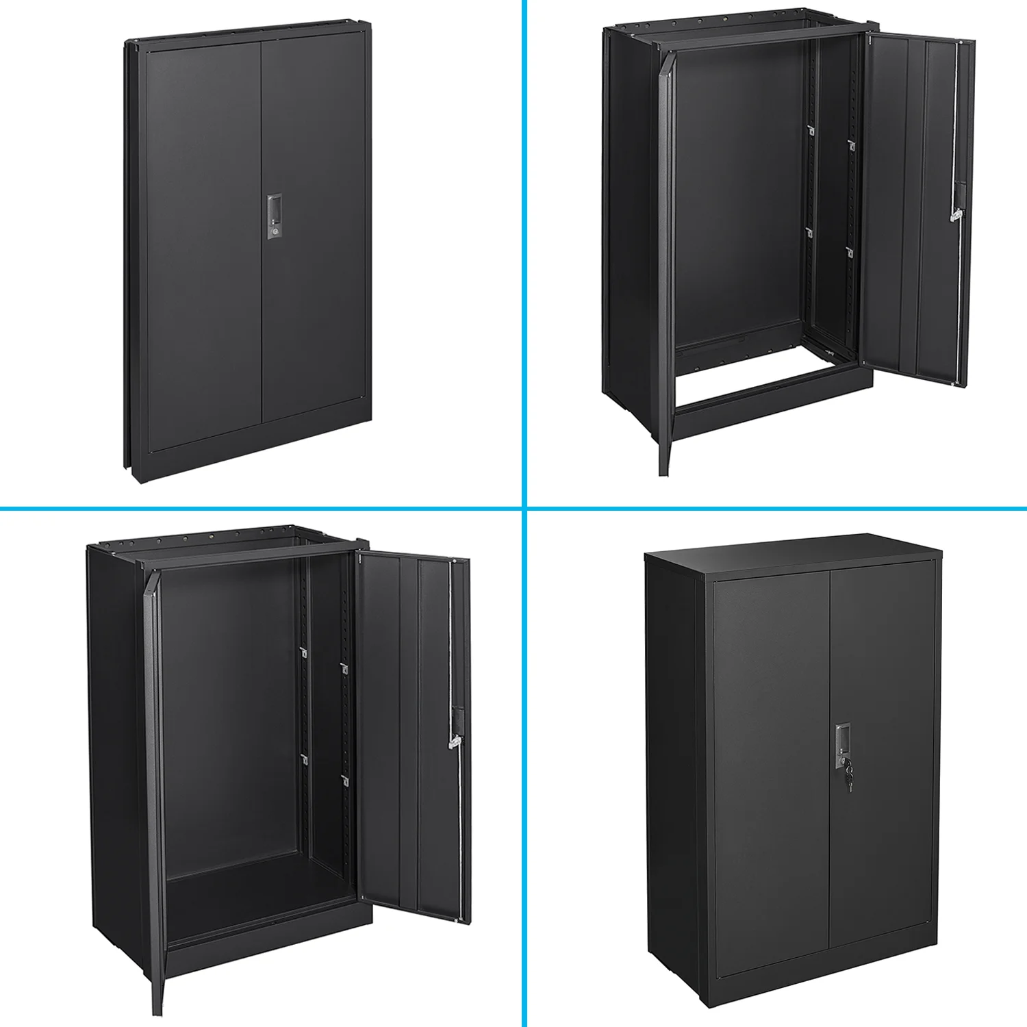Metal Storage Cabinet with Locking Doors and Adjustable Shelf, Folding Filing Storage Cabinet, Rolling Storage Locker Cabinet for Home Office,School,Garage, White - Image 34