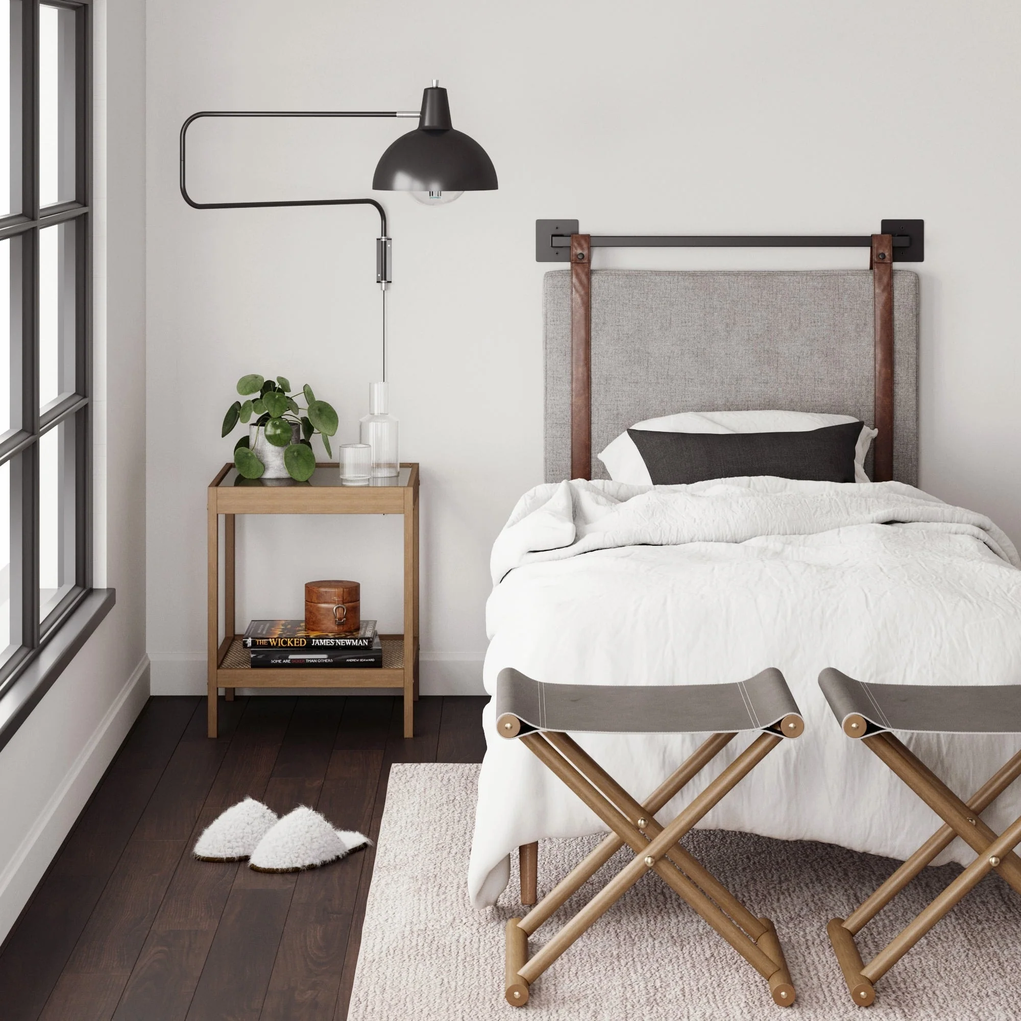 Wall Mount Upholstered Headboard with Metal Rail - Modern Bedroom Headboard - Image 23