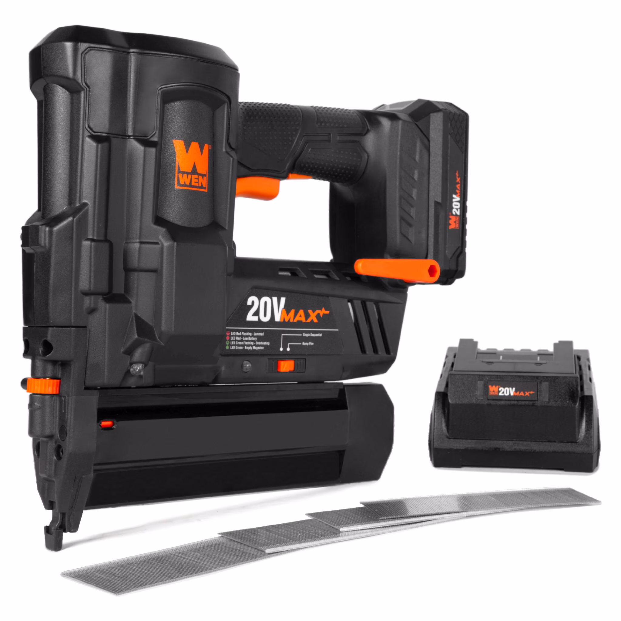 WEN 20V Max Cordless 18-Gauge Brad Nailer with 2.0Ah Battery and Charger