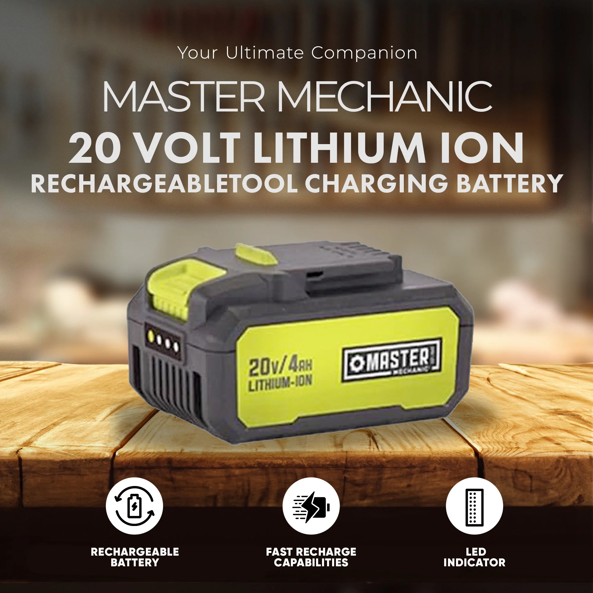 Master Mechanic 2 Pack 20V Lithium Ion Rechargeable Tool Charging Battery - Image 4