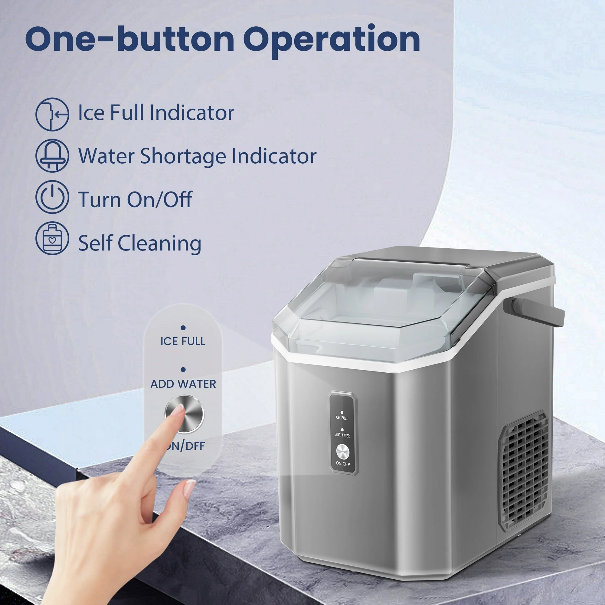 LHRIVER Countertop Nugget Ice Maker, 35Lbs/24H, Soft Chewable Ice, Ice Scoop, Self-Cleaning, White - Image 13