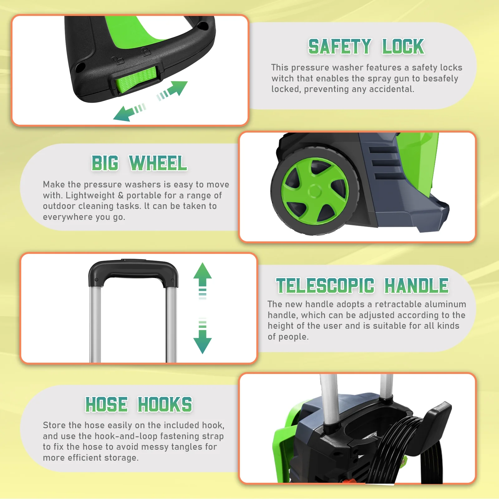 Pressure Washer Power Washer 4800PSIMAX with 4 Connect Nozzles and Foam Bottle, Car Cleaning Machine for Patio Driveway Home Outdoor - Image 2