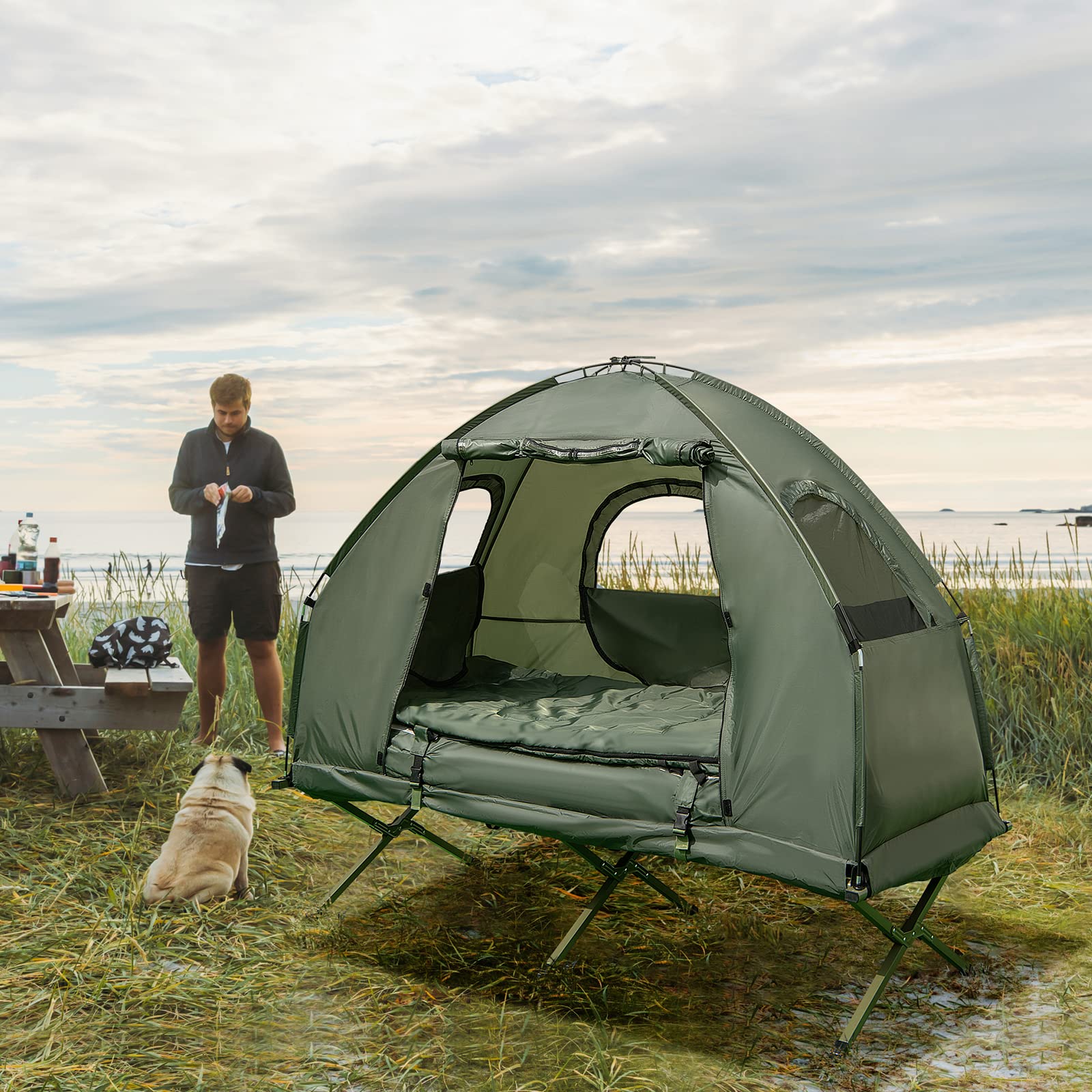 5-in-1 Folding Camping Cot – Tent with Air Mattress, Pillow & Sleeping Bag - Image 3