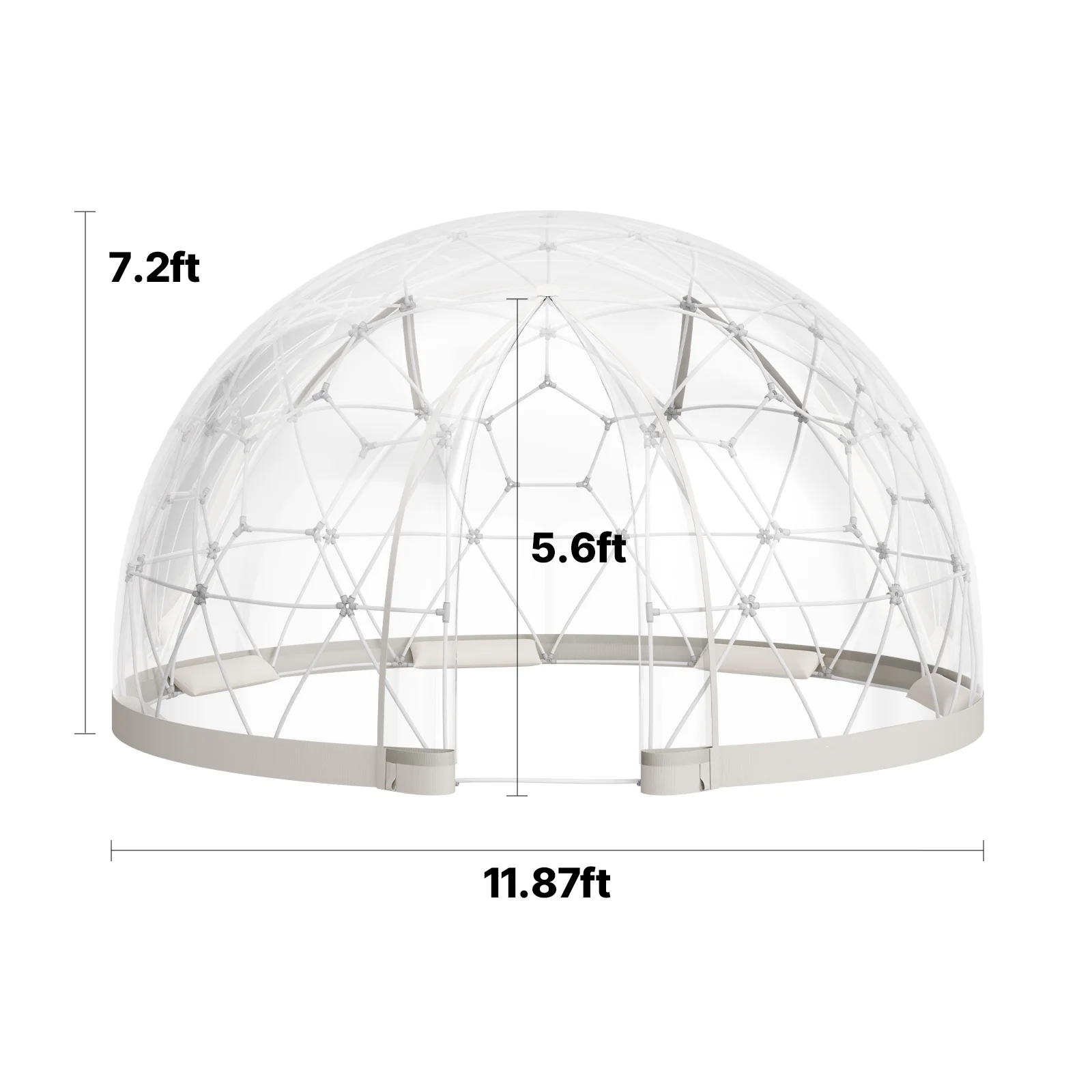 VEVOR Garden Dome Tent, 12 x 7.2 ft Outdoor Clear Bubble Tent for 4-7 Person, Weatherproof Geodesic Dome Greenhouse with Window, PVC Igloo Tents for Backyard Patios Camping Party Wedding - Image 8