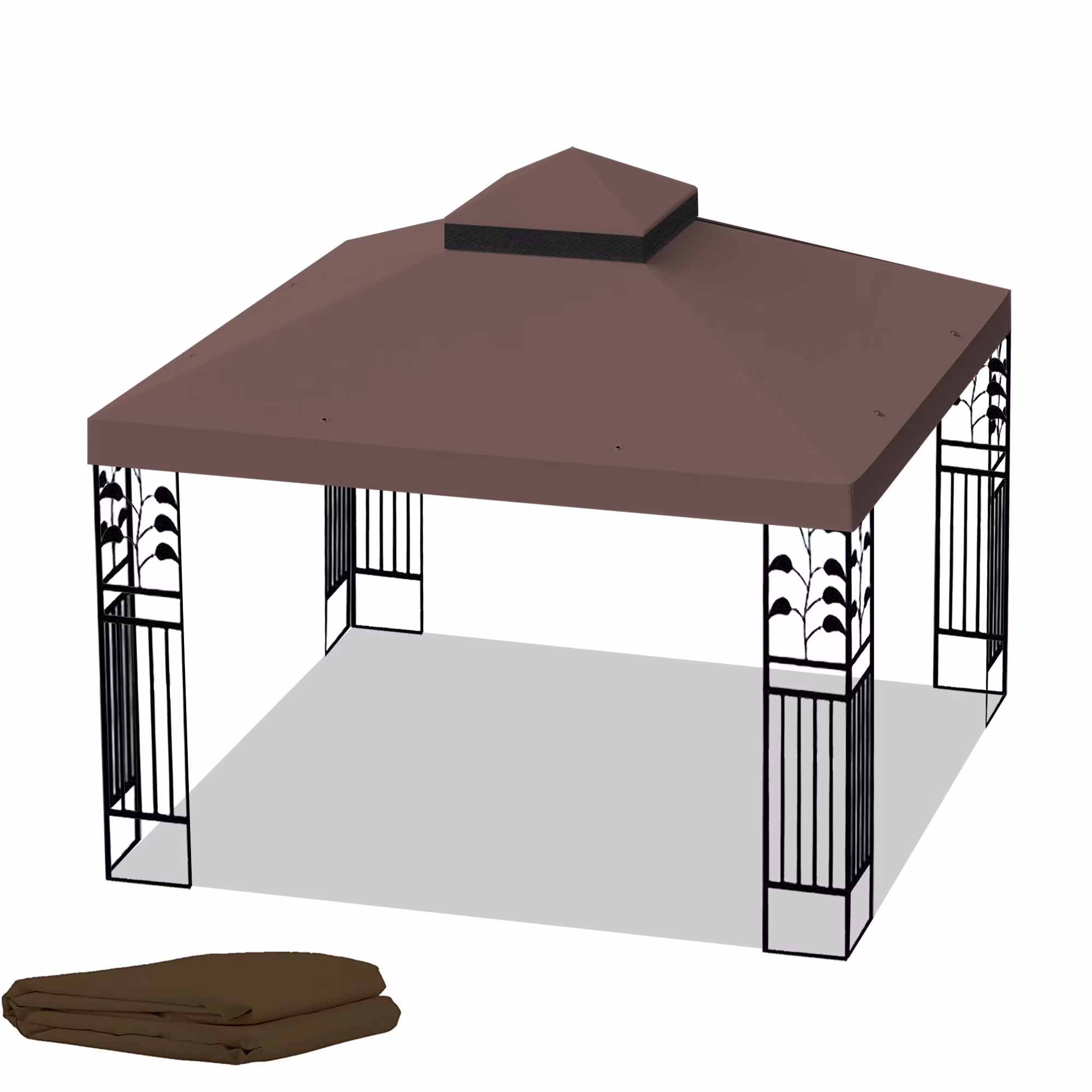 10x10 Ft Outdoor Patio Gazebo Replacement Canopy, Double Tiered Gazebo Tent Roof Top Cover Only(Frame Not Include)