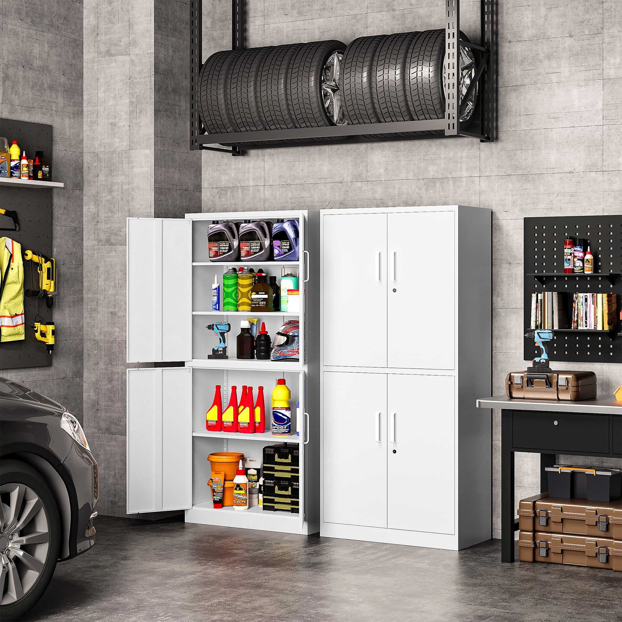 AUHUP 73" Rolling Garage Storage Cabinets with 3 Adjustable Shelves, Metal Storage Cabinet with Wheels, Black Gray Tool Cabinet for Garage,Home,Warehouse,Workshop - Image 28