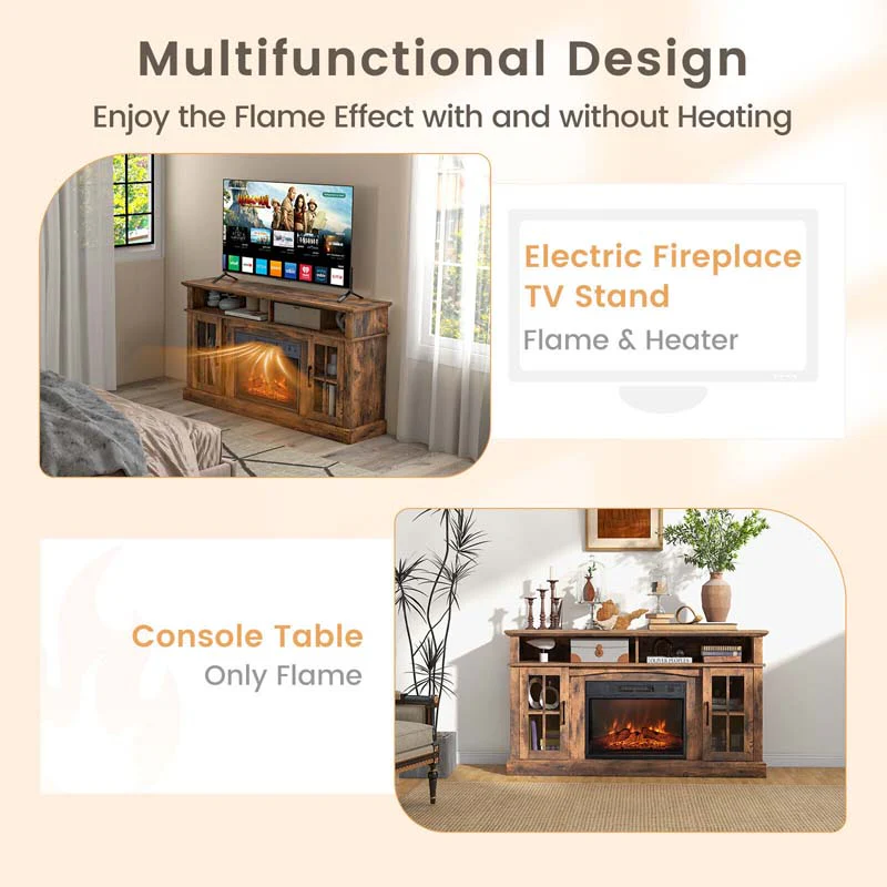 58" TV Console with 23" Fireplace Insert, Fireplace TV Stand for TVs up to 65 Inches, 1400W Electric Fireplace Heater - Image 27