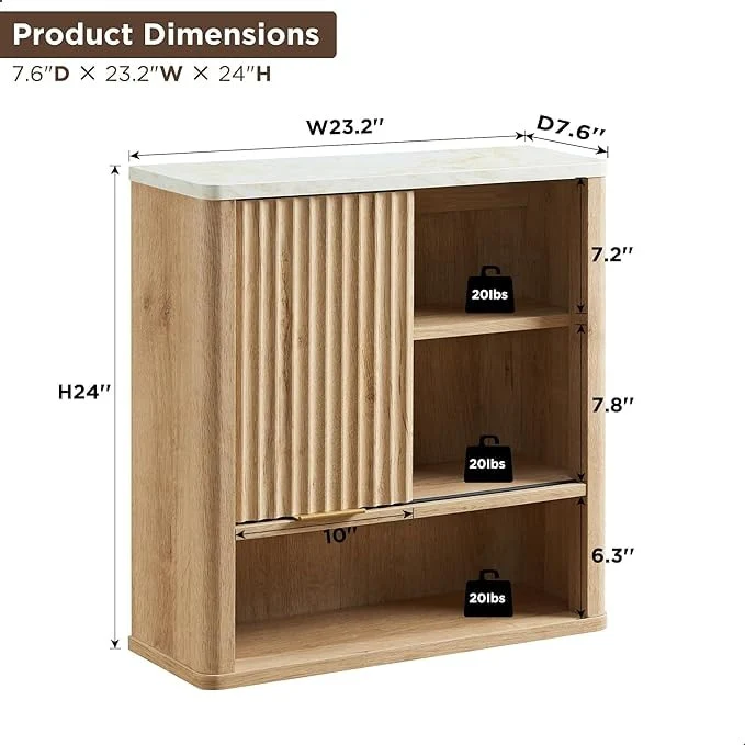 Modern Bathroom Wall Cabinet, Wall Mounted Medicine Storage Organizer with Shelves for Home Organization - Image 3