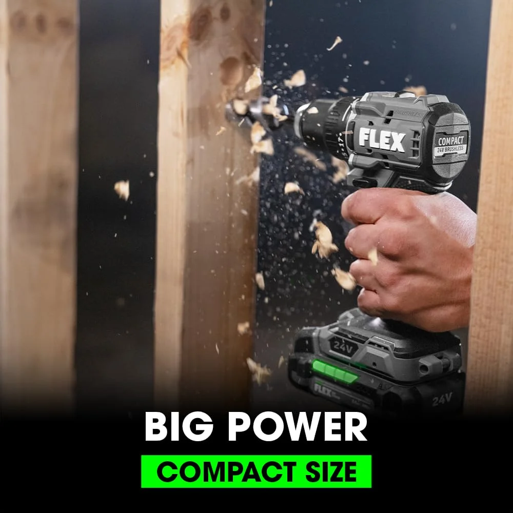 FLEX 24V Brushless Cordless 2-Tool Compact Combo Kit: 1/2-Inch 2-Speed Drill Driver and 1/4-Inch Hex Impact Driver with (2) 2.5Ah Lithium Batteries and 160W Fast Charger - FXM205-2A C30 - Image 3