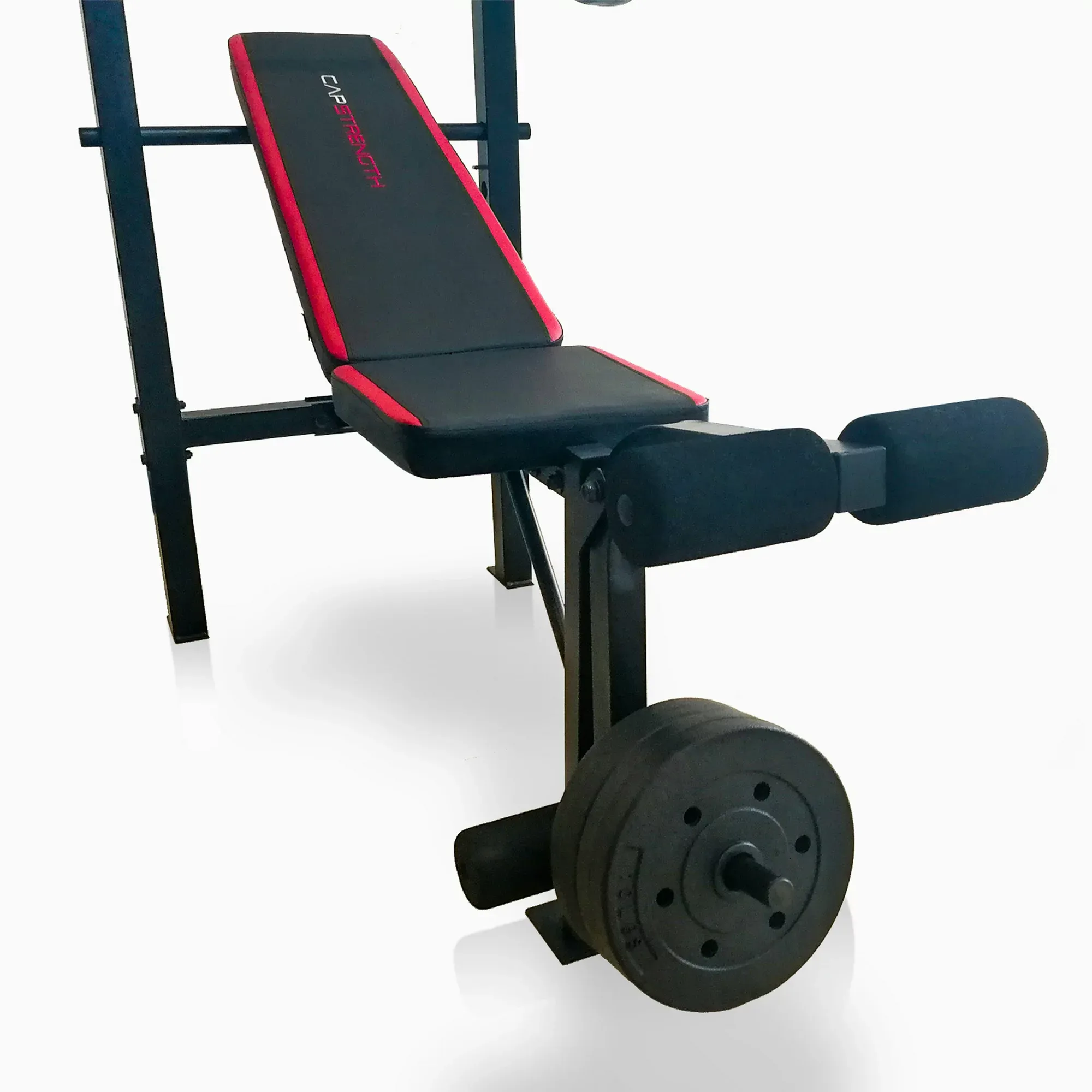 Adjustable Standard Weight Bench with Rack and Leg Extension, 90 lb. Weight Set - Image 2