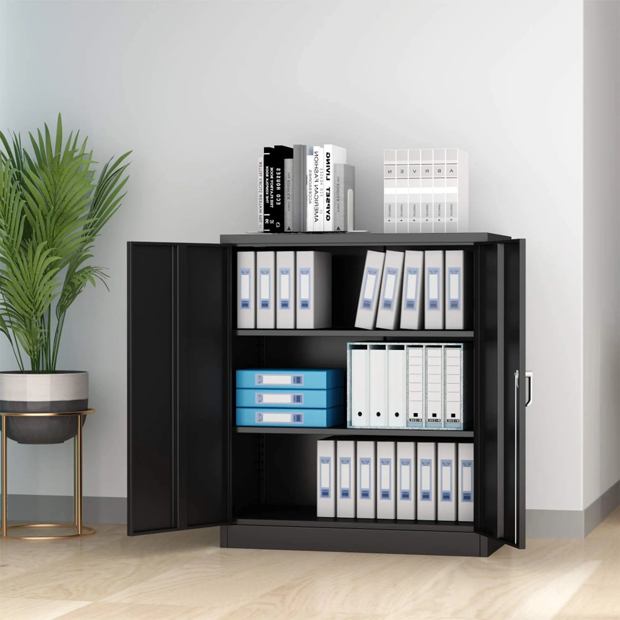 Aobabo 72 Inch Locking Storage Cabinet w/ Adjustable Shelves, Gray - Image 20