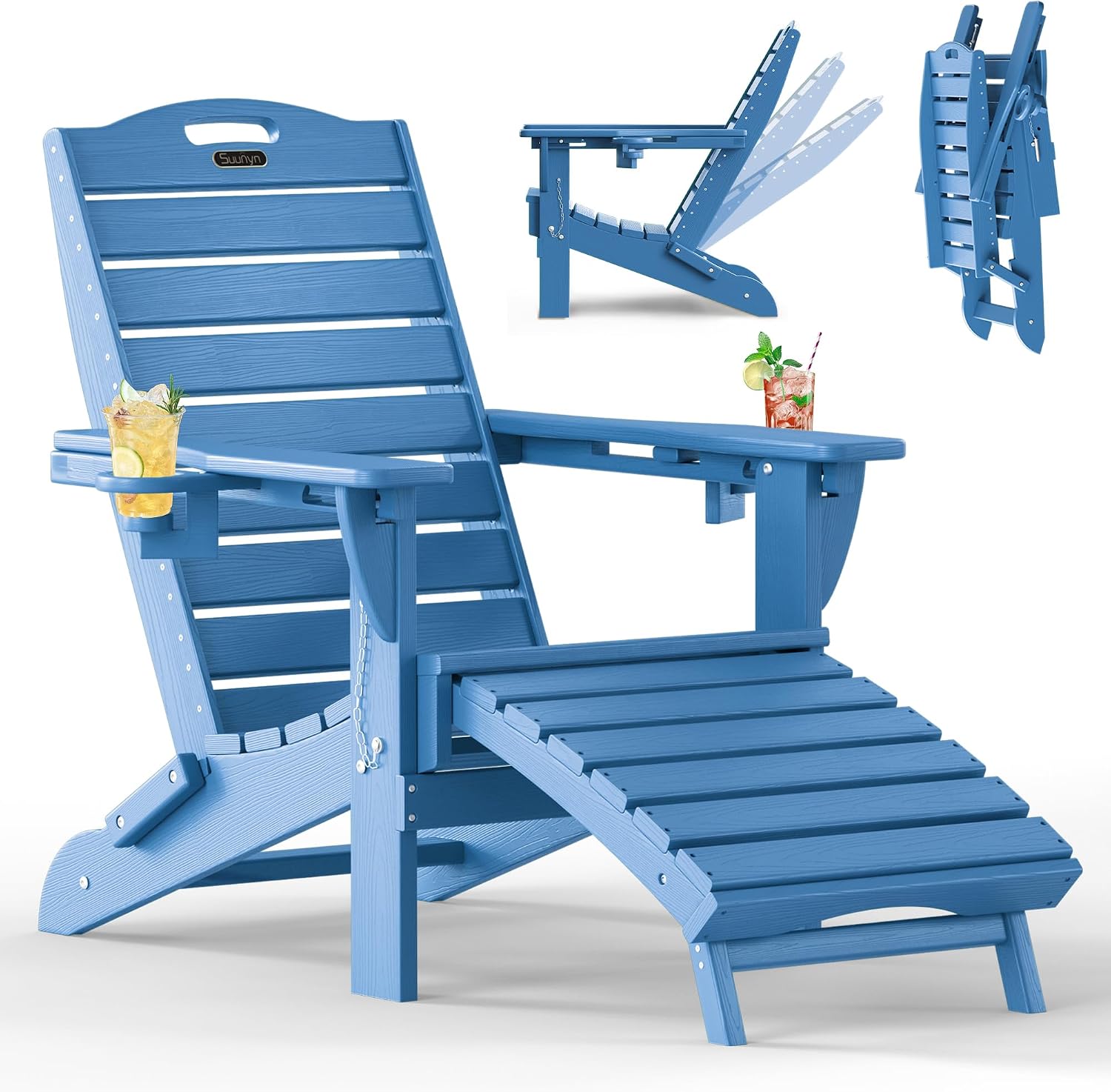 Adjustable Adirondack Chair, Outdoor Fire Pit Chair, Navy Blue - Image 8