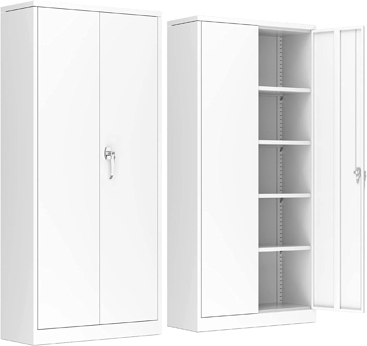 Aobabo Metal Storage Cabinet with Lock & Pegboard,Garage Storage Cabinet with 5 Adjustable Shelves,Tool Storage Cabinets for Home Office Garage,Assembly Required,Black - Image 50